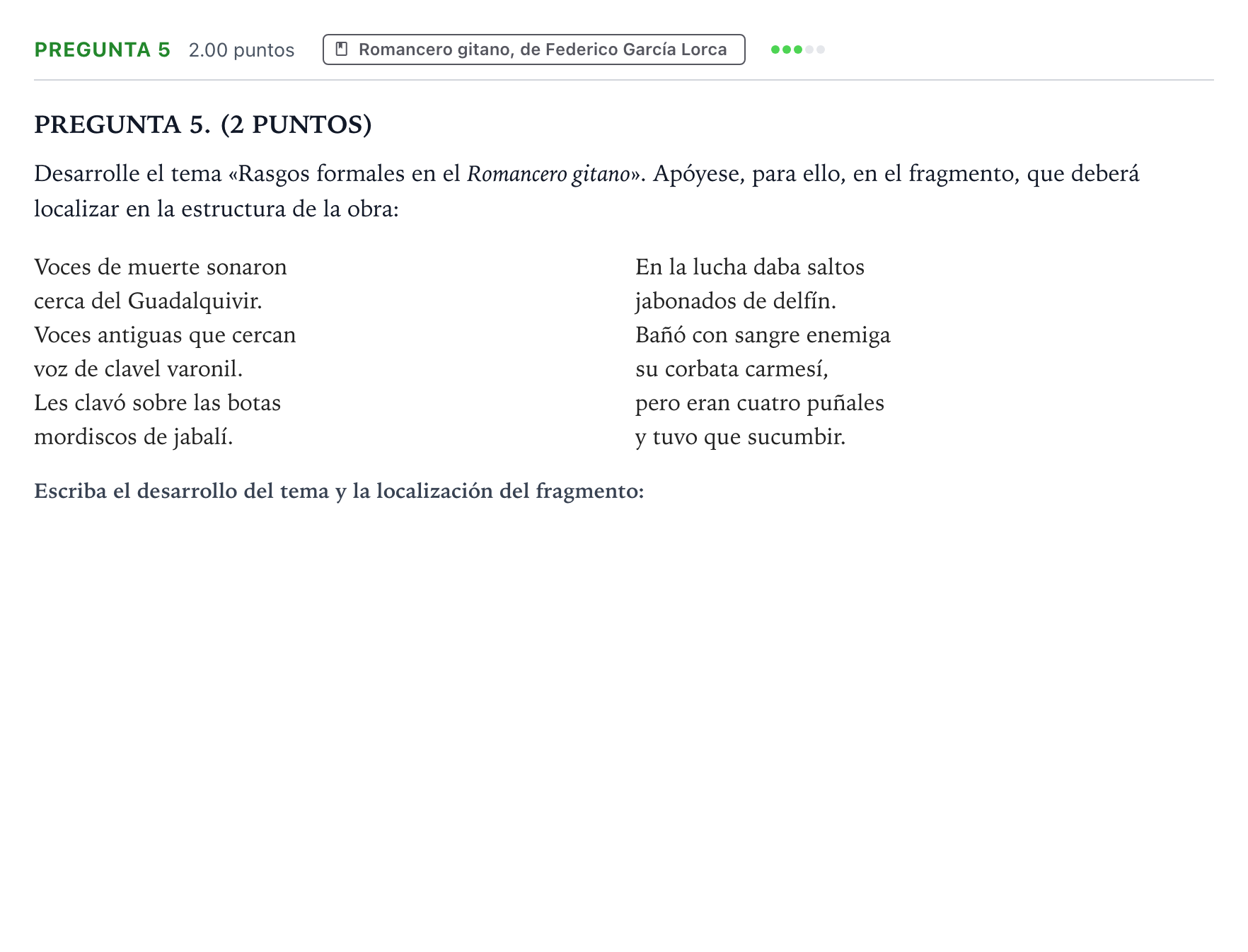 Enunciado: Pregunta 5 · Lengua Castellana y Literatura II PAU Galicia Ordinaria 2024