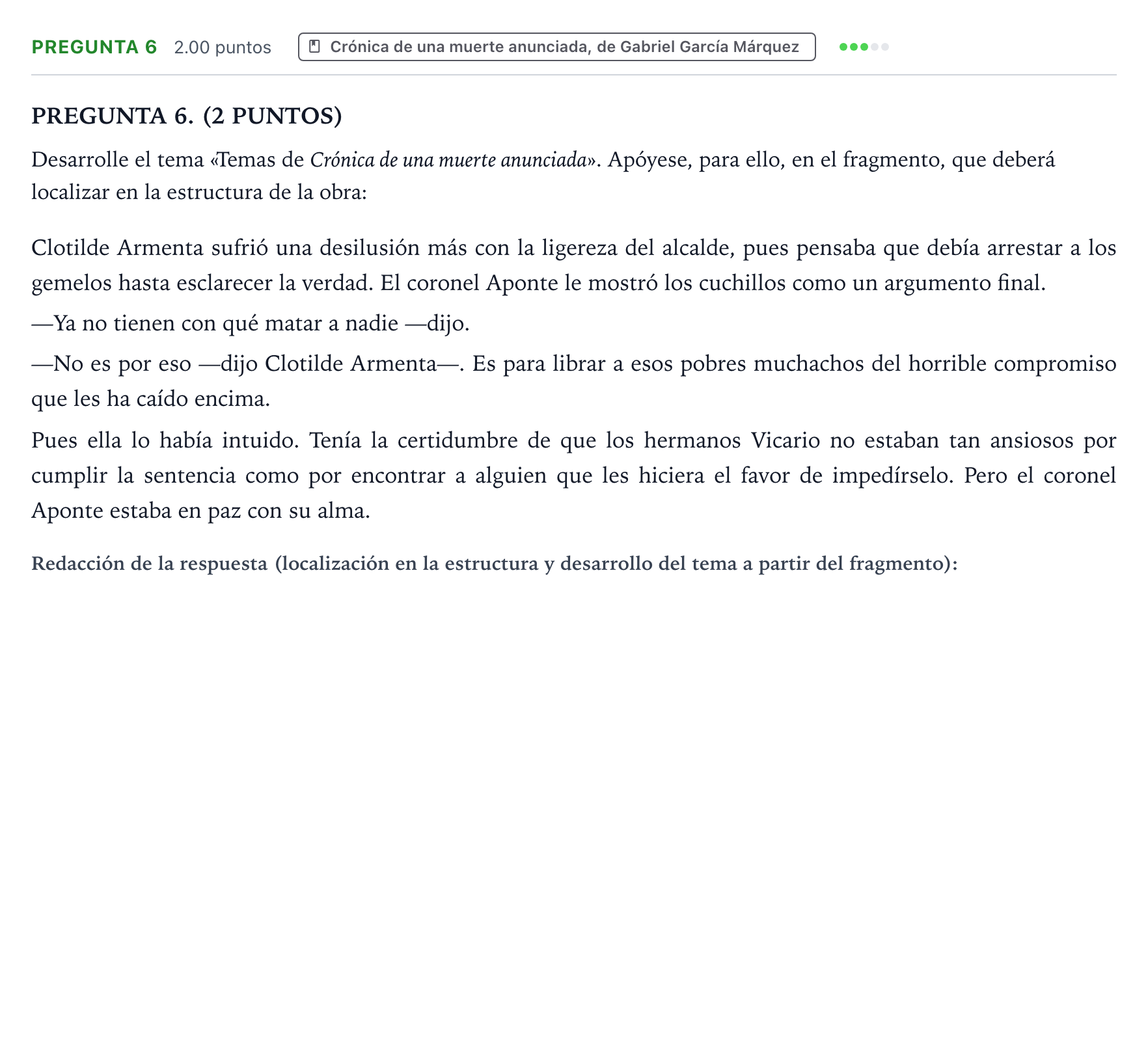 Enunciado: Pregunta 6 · Lengua Castellana y Literatura II PAU Galicia Ordinaria 2024