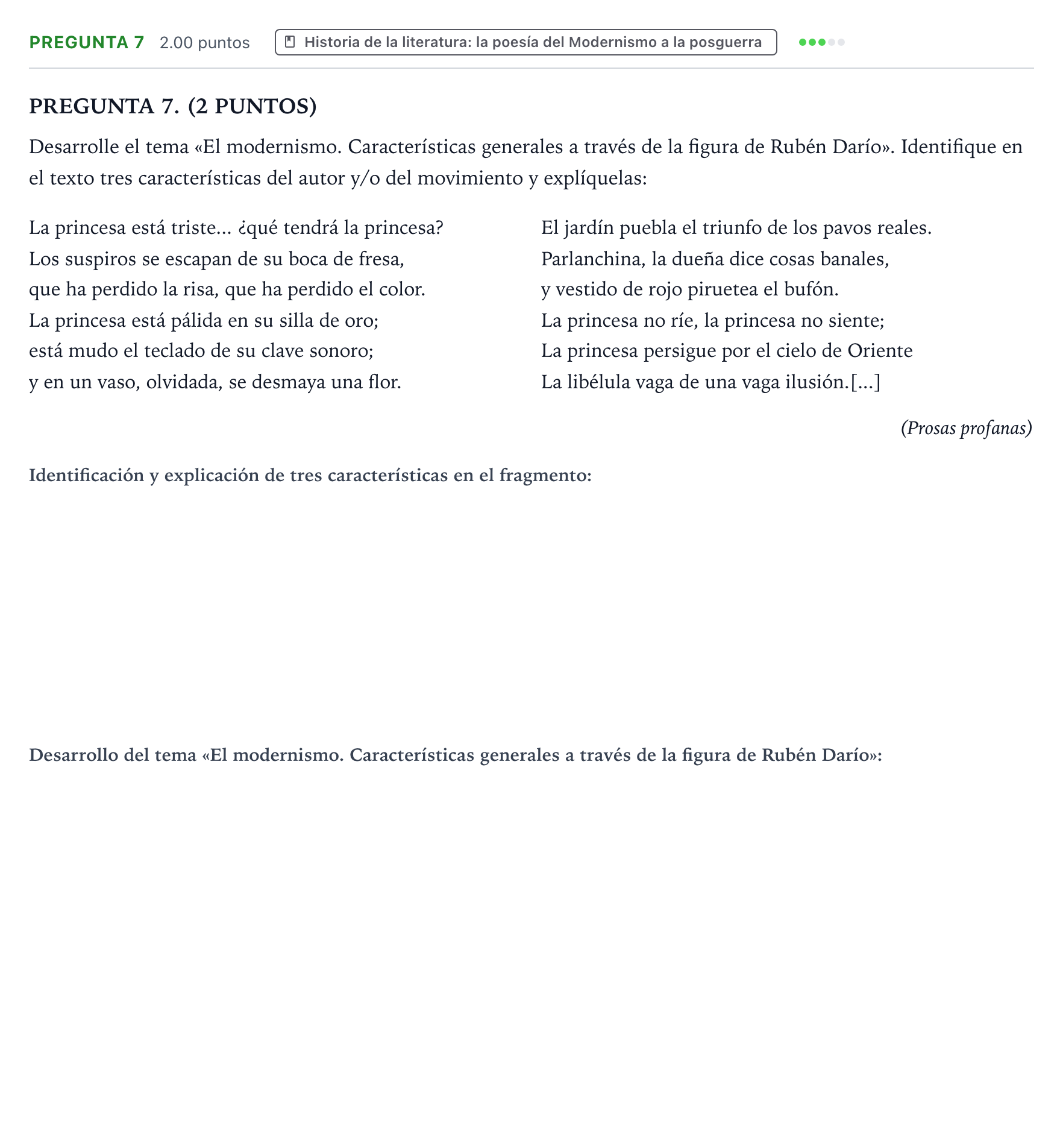 Enunciado: Pregunta 7 · Lengua Castellana y Literatura II PAU Galicia Ordinaria 2024