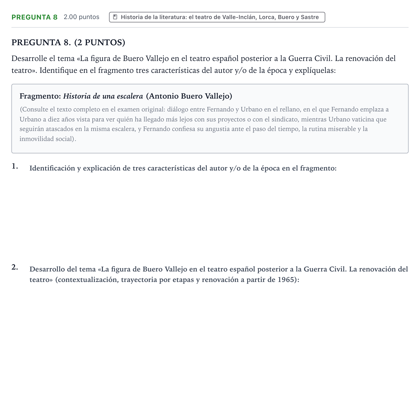 Enunciado: Pregunta 8 · Lengua Castellana y Literatura II PAU Galicia Ordinaria 2024