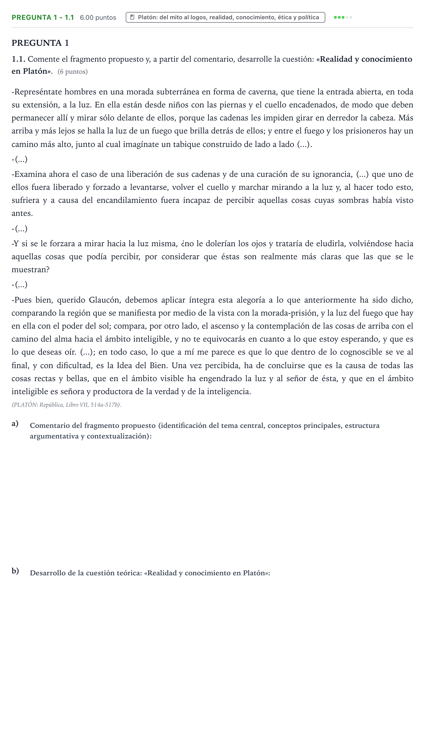 Enunciado: Pregunta 1 - 1.1 · Historia de la Filosofía PAU Galicia Ordinaria 2024