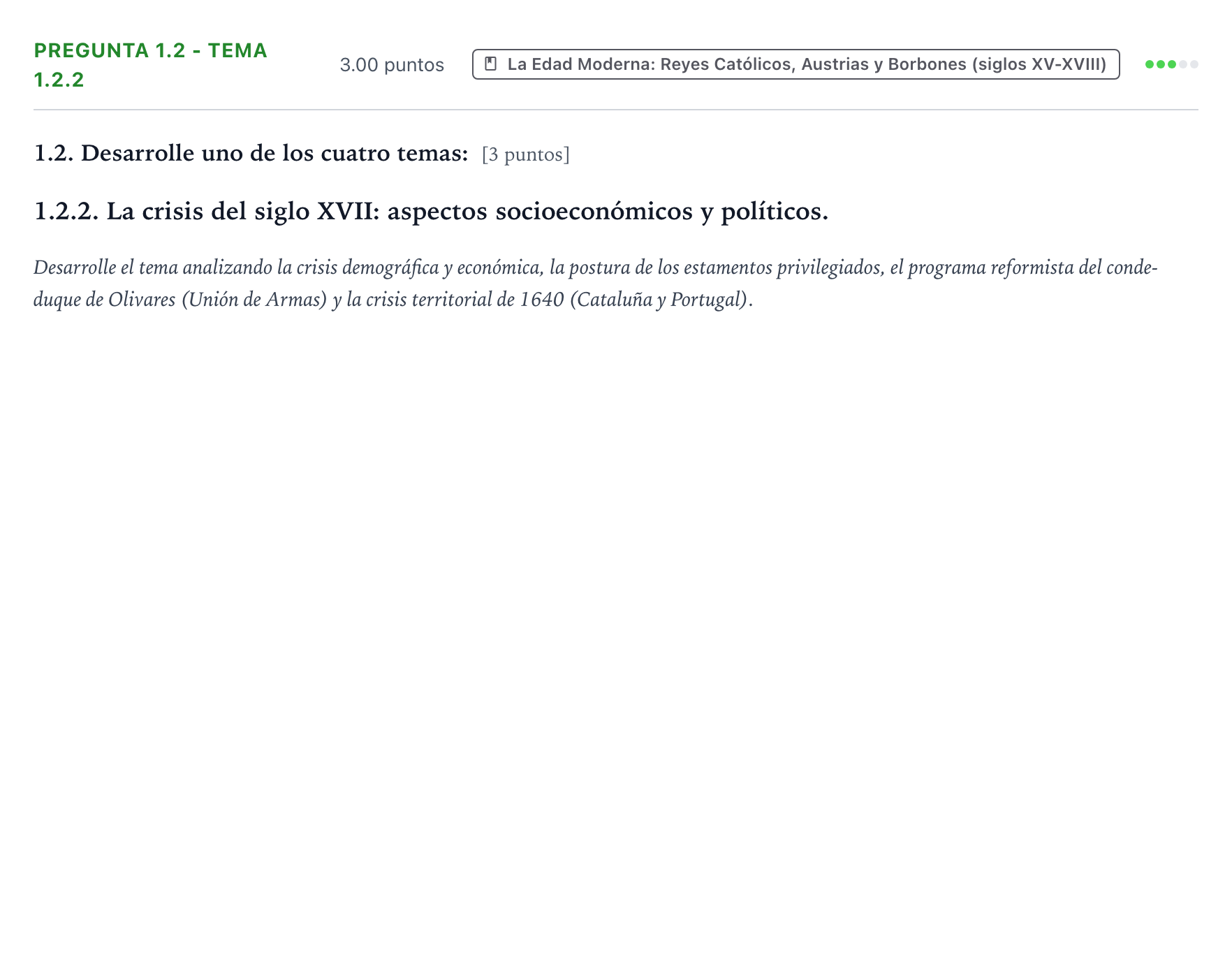 Enunciado: Pregunta 1.2 - Tema 1.2.2 · Historia de España PAU Galicia Ordinaria 2024