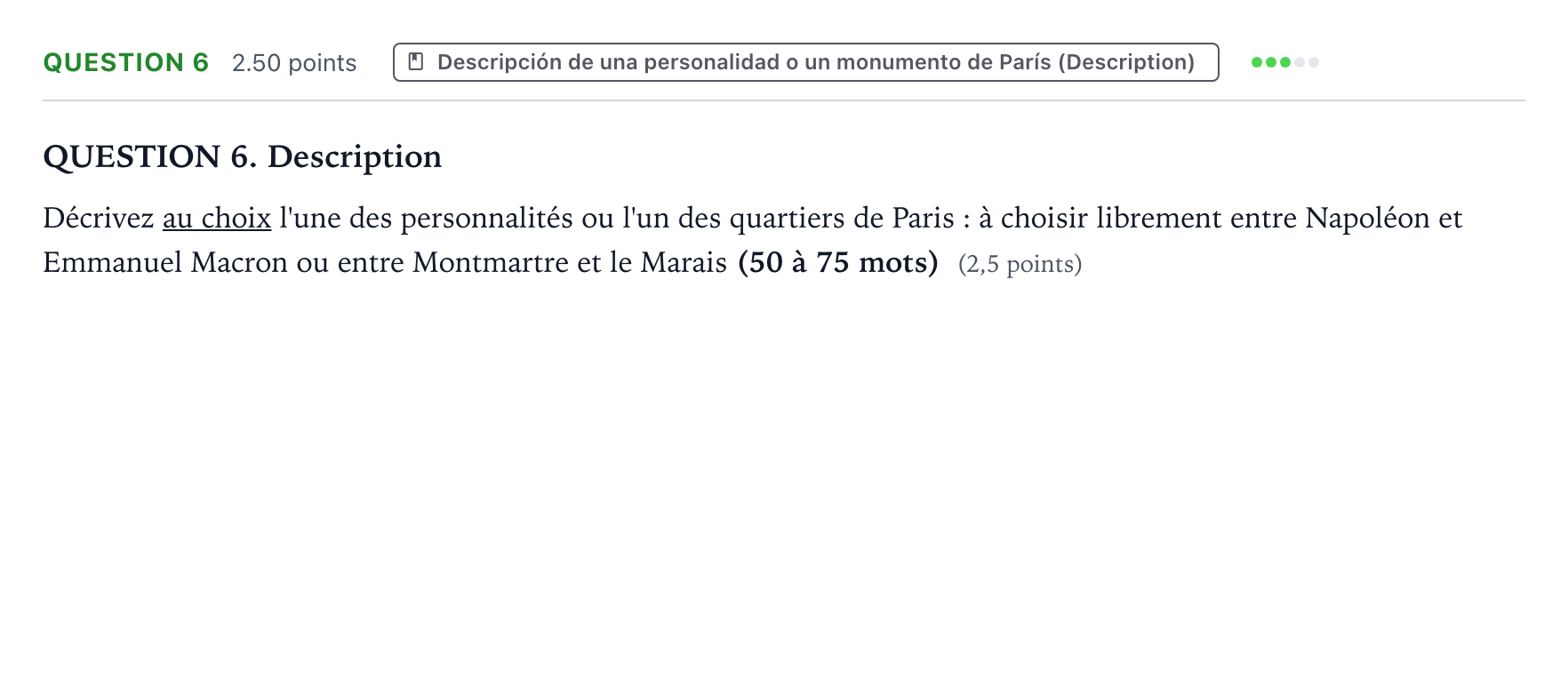 Enunciado: Question 6 · Francés PAU Galicia Ordinaria 2024