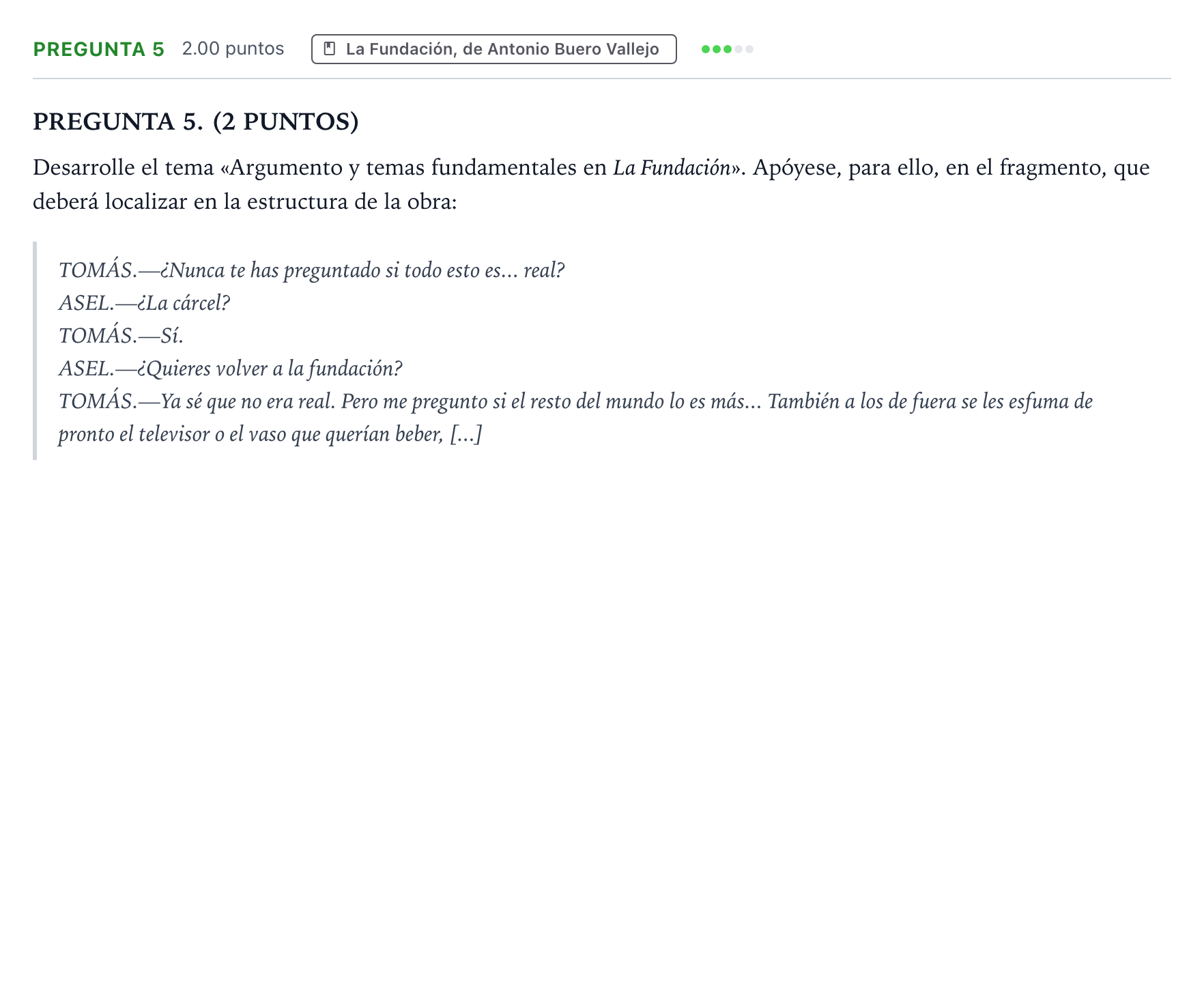 Enunciado: Pregunta 5 · Lengua Castellana y Literatura II PAU Galicia Extraordinaria 2024