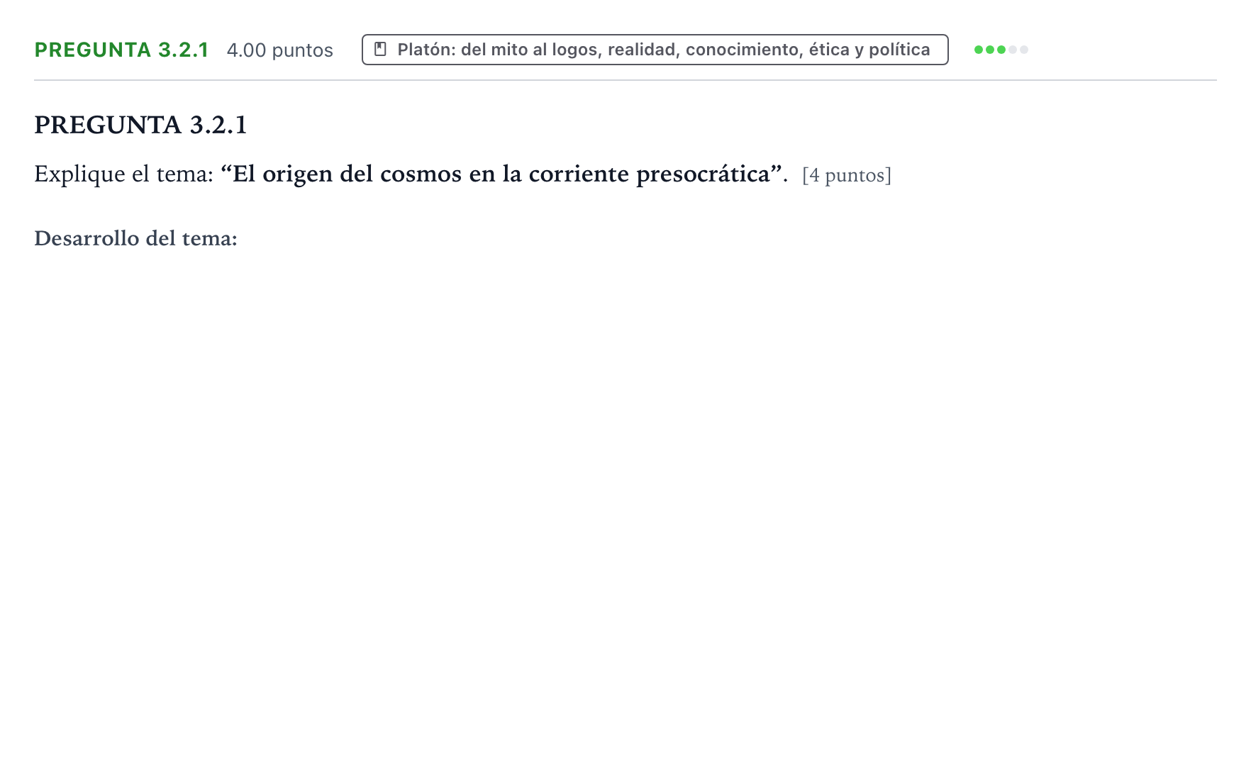 Enunciado: Pregunta 3.2.1 · Historia de la Filosofía PAU Galicia Extraordinaria 2024