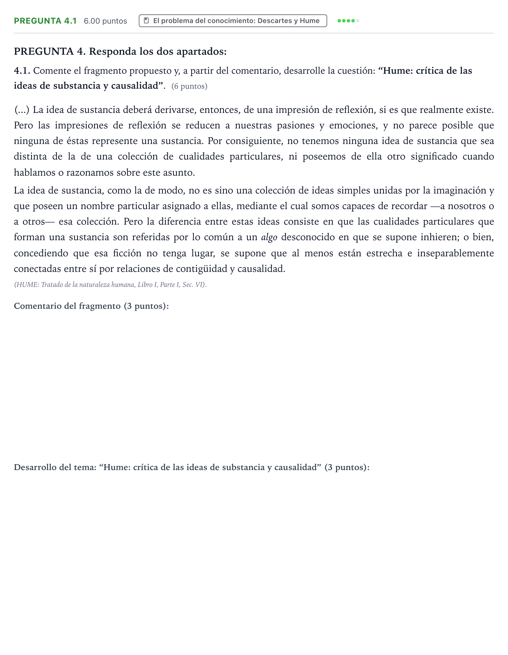 Enunciado: Pregunta 4.1 · Historia de la Filosofía PAU Galicia Extraordinaria 2024