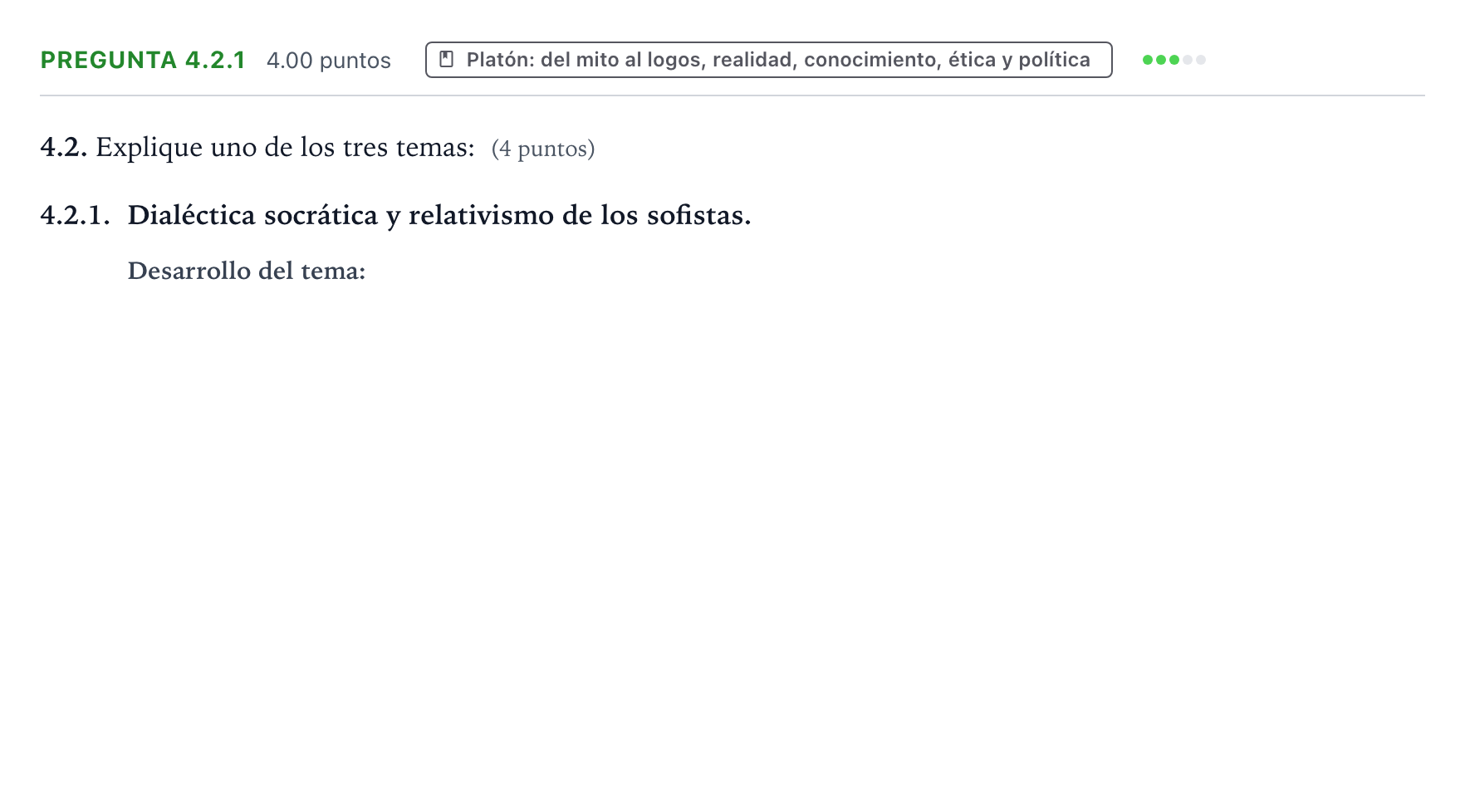 Enunciado: Pregunta 4.2.1 · Historia de la Filosofía PAU Galicia Extraordinaria 2024