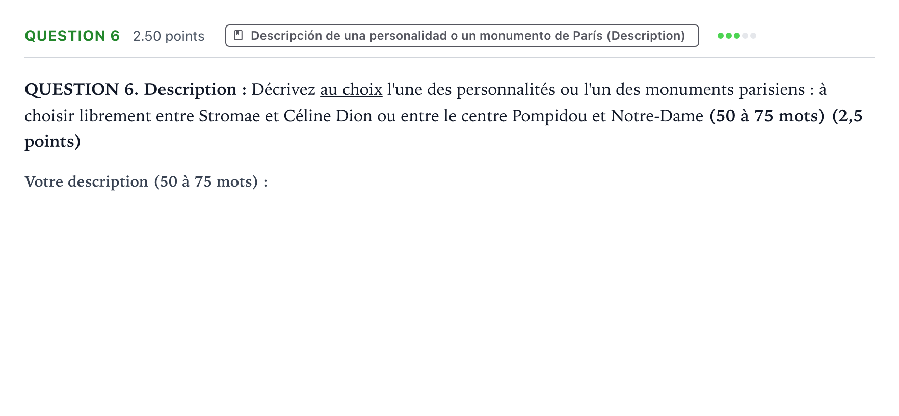 Enunciado: Question 6 · Francés PAU Galicia Extraordinaria 2024