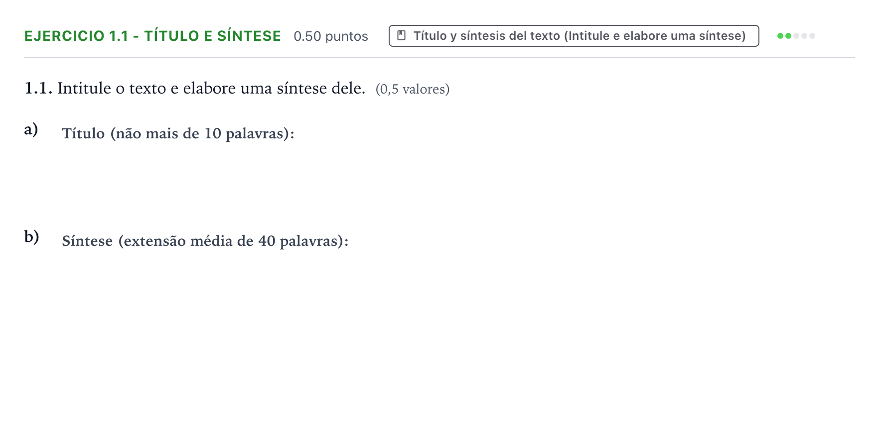 Enunciado: Ejercicio 1.1 - Título e síntese · Portugués PAU Galicia Ordinaria 2024