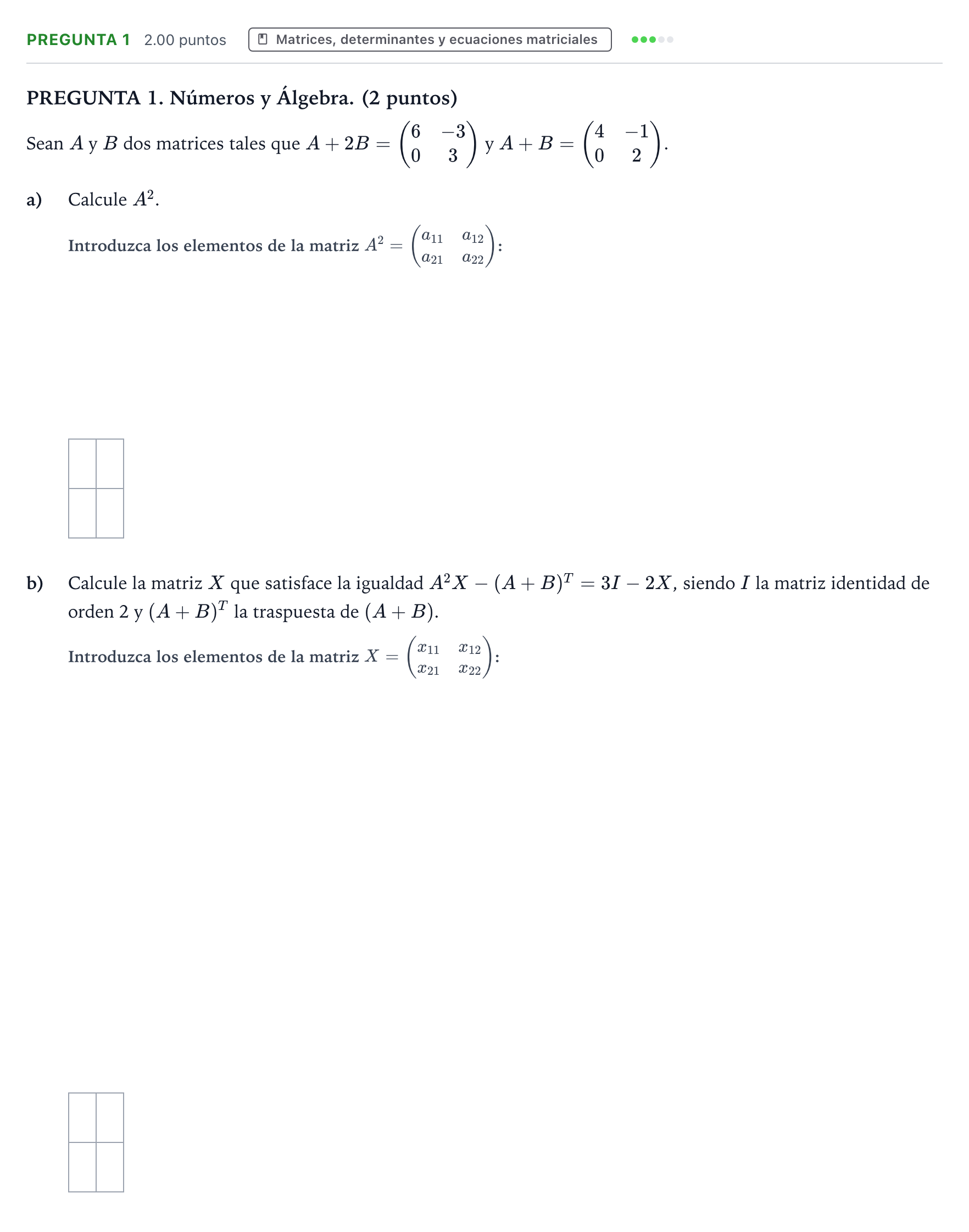 Enunciado: Pregunta 1 · Matemáticas II PAU Galicia Ordinaria 2024