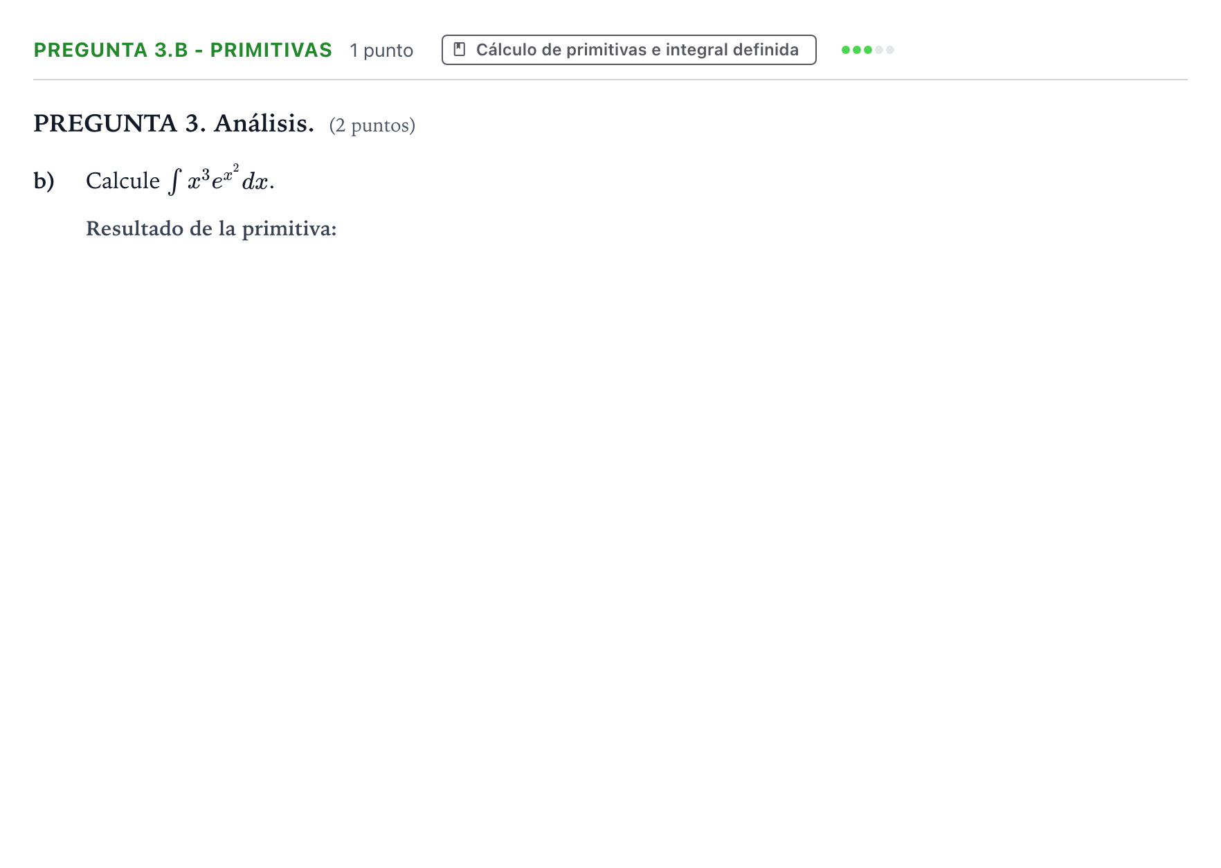 Enunciado: Pregunta 3.b - Primitivas · Matemáticas II PAU Galicia Ordinaria 2024