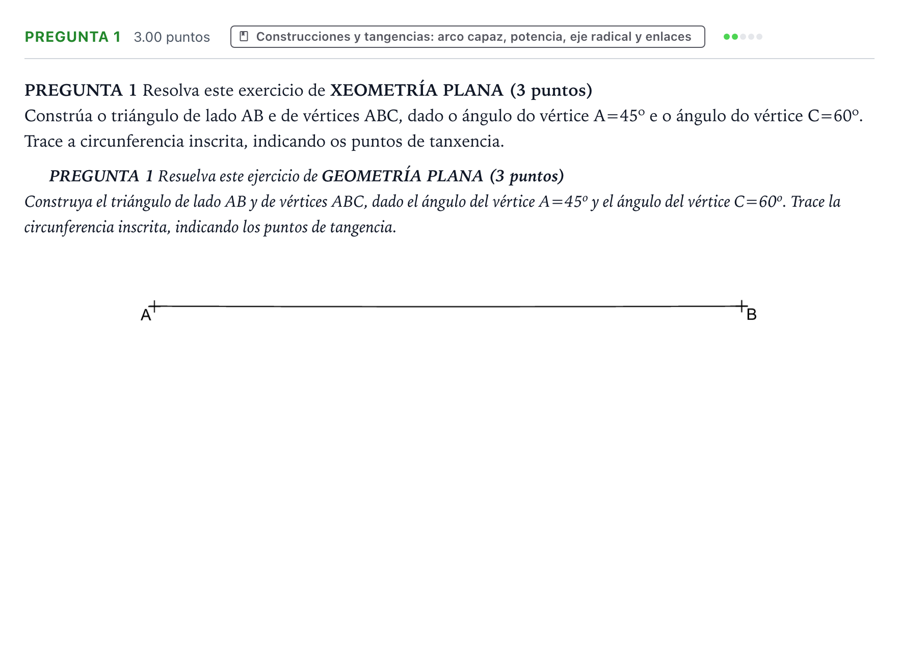 Enunciado: Pregunta 1 · Dibujo técnico II PAU Galicia Ordinaria 2024