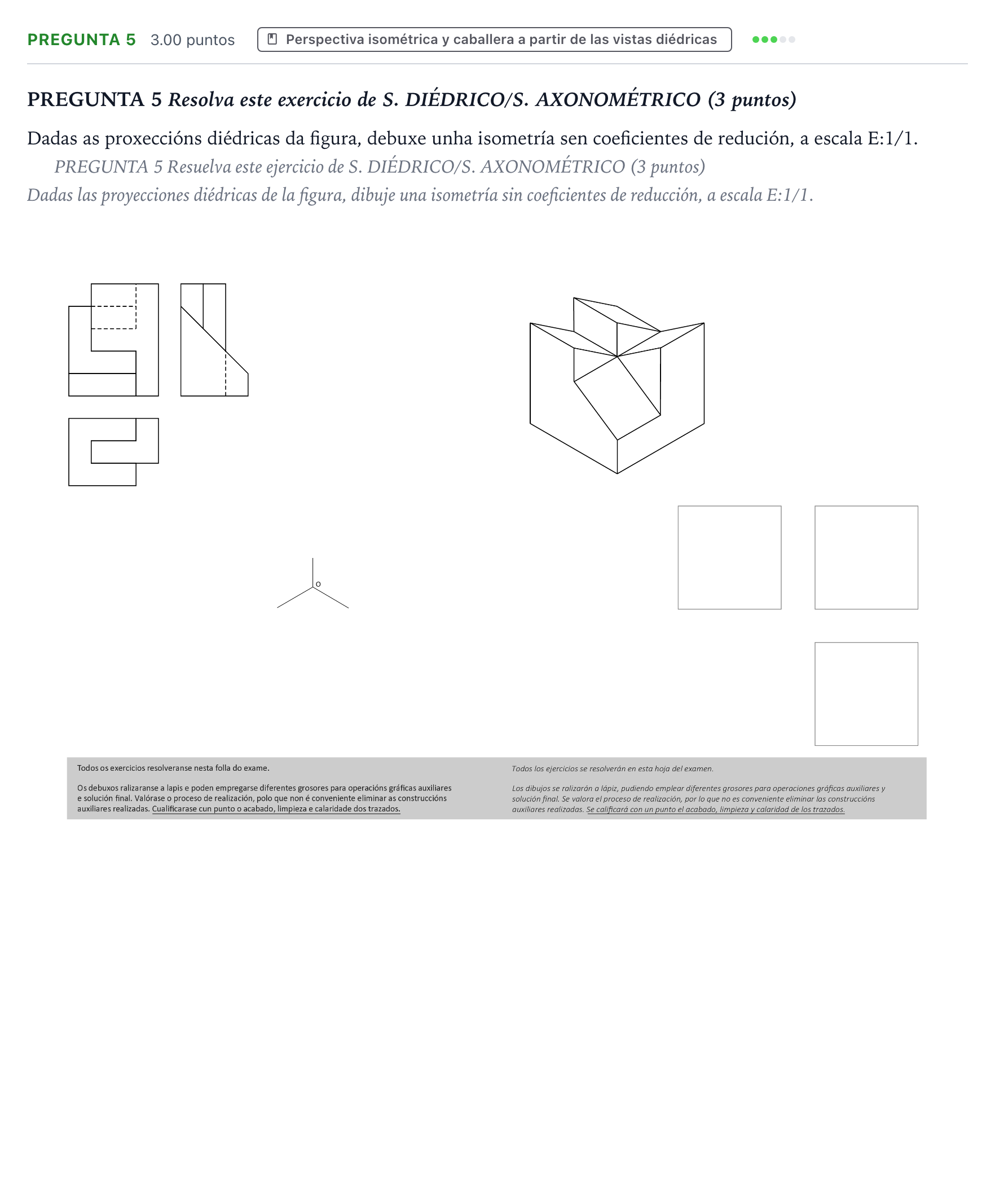 Enunciado: Pregunta 5 · Dibujo técnico II PAU Galicia Ordinaria 2024