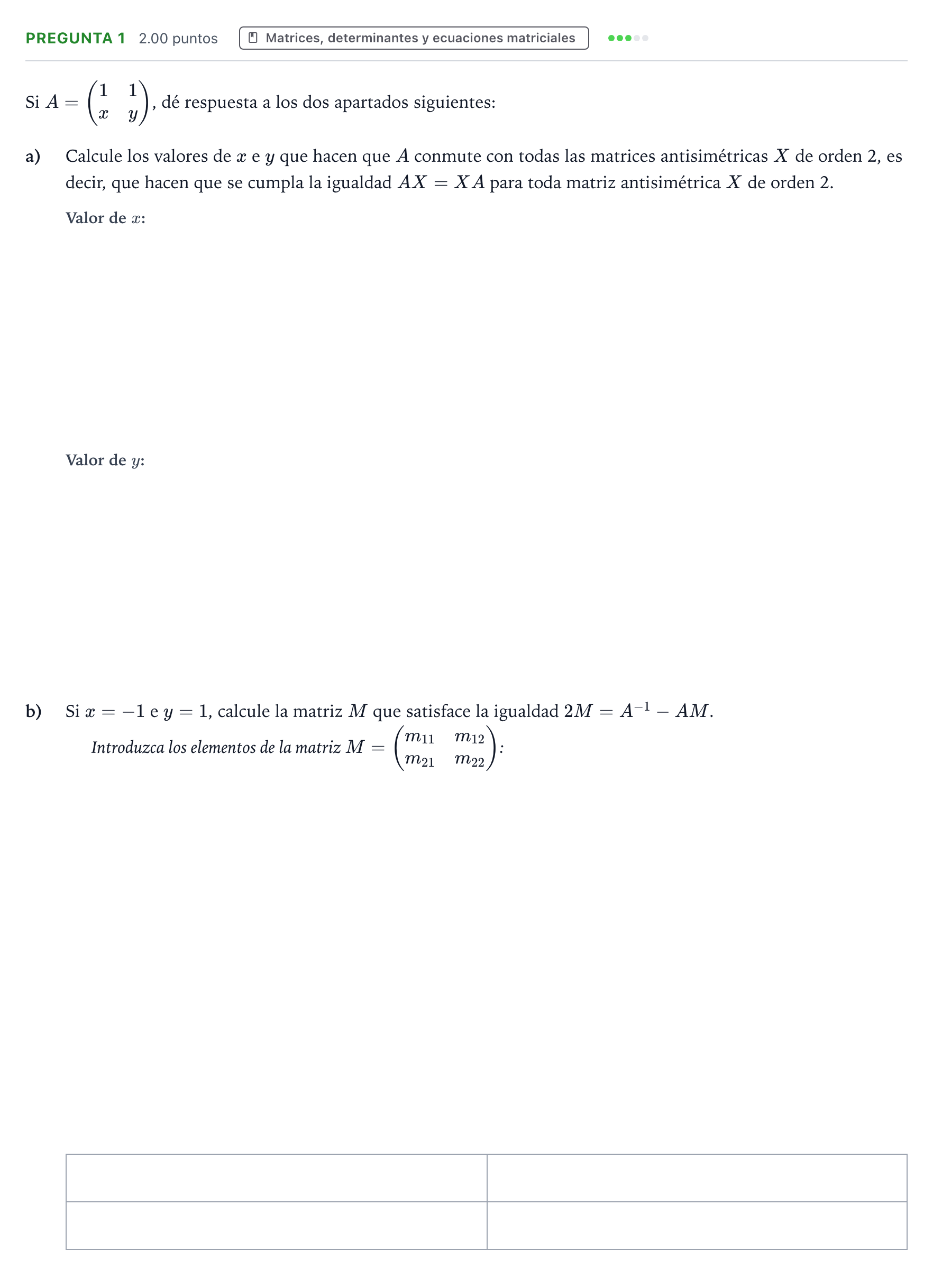 Enunciado: PREGUNTA 1 · Matemáticas II PAU Galicia Extraordinaria 2024
