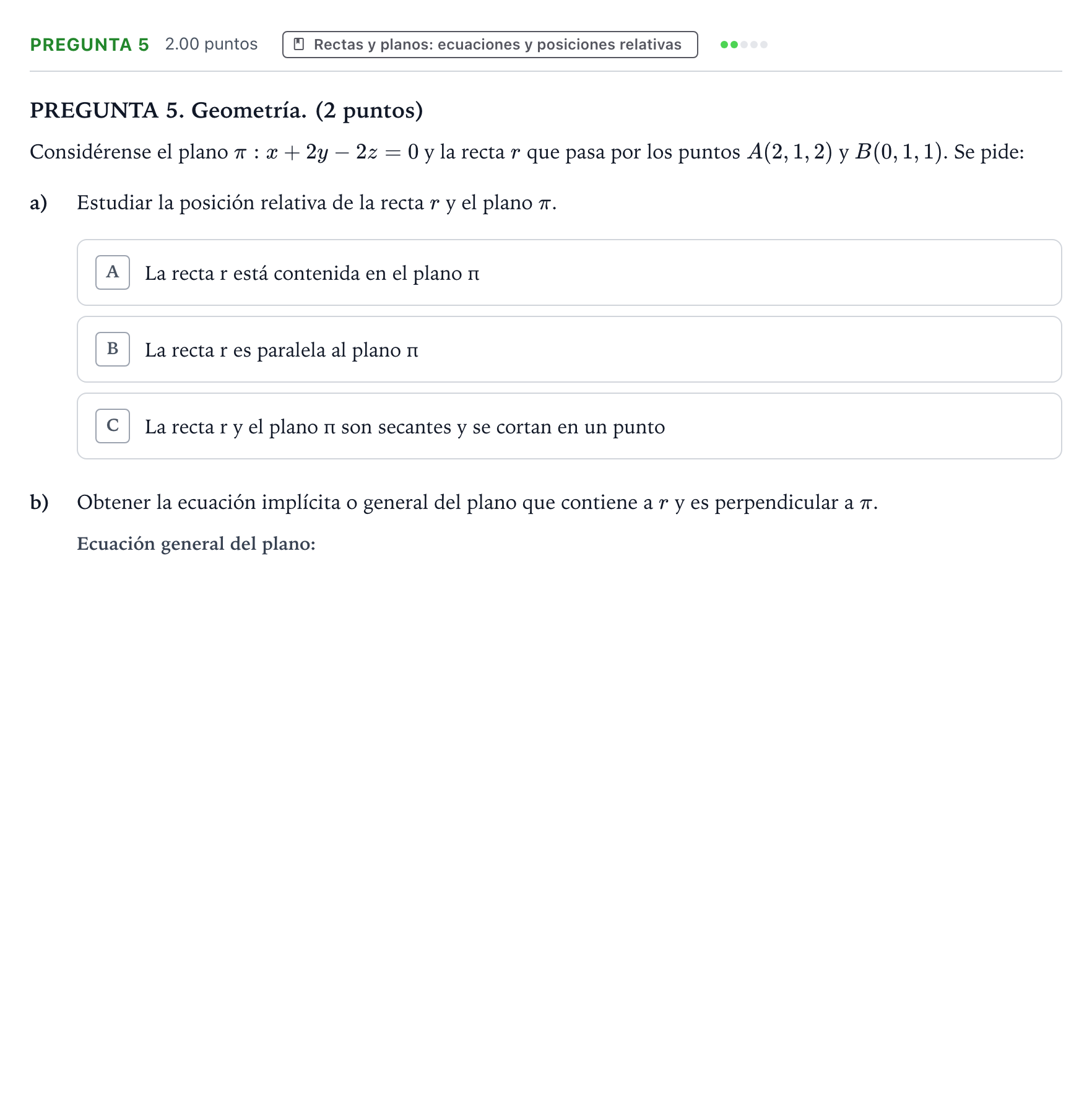 Enunciado: PREGUNTA 5 · Matemáticas II PAU Galicia Extraordinaria 2024