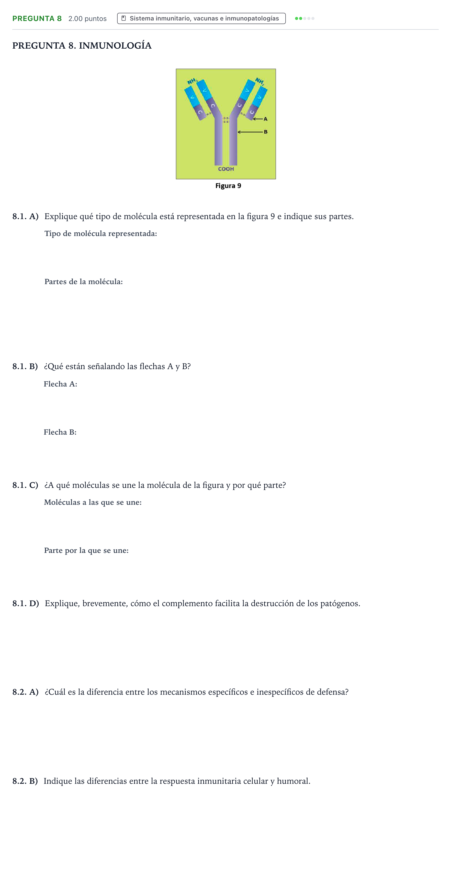 Enunciado: Pregunta 8 · Biología PAU Galicia Ordinaria 2024