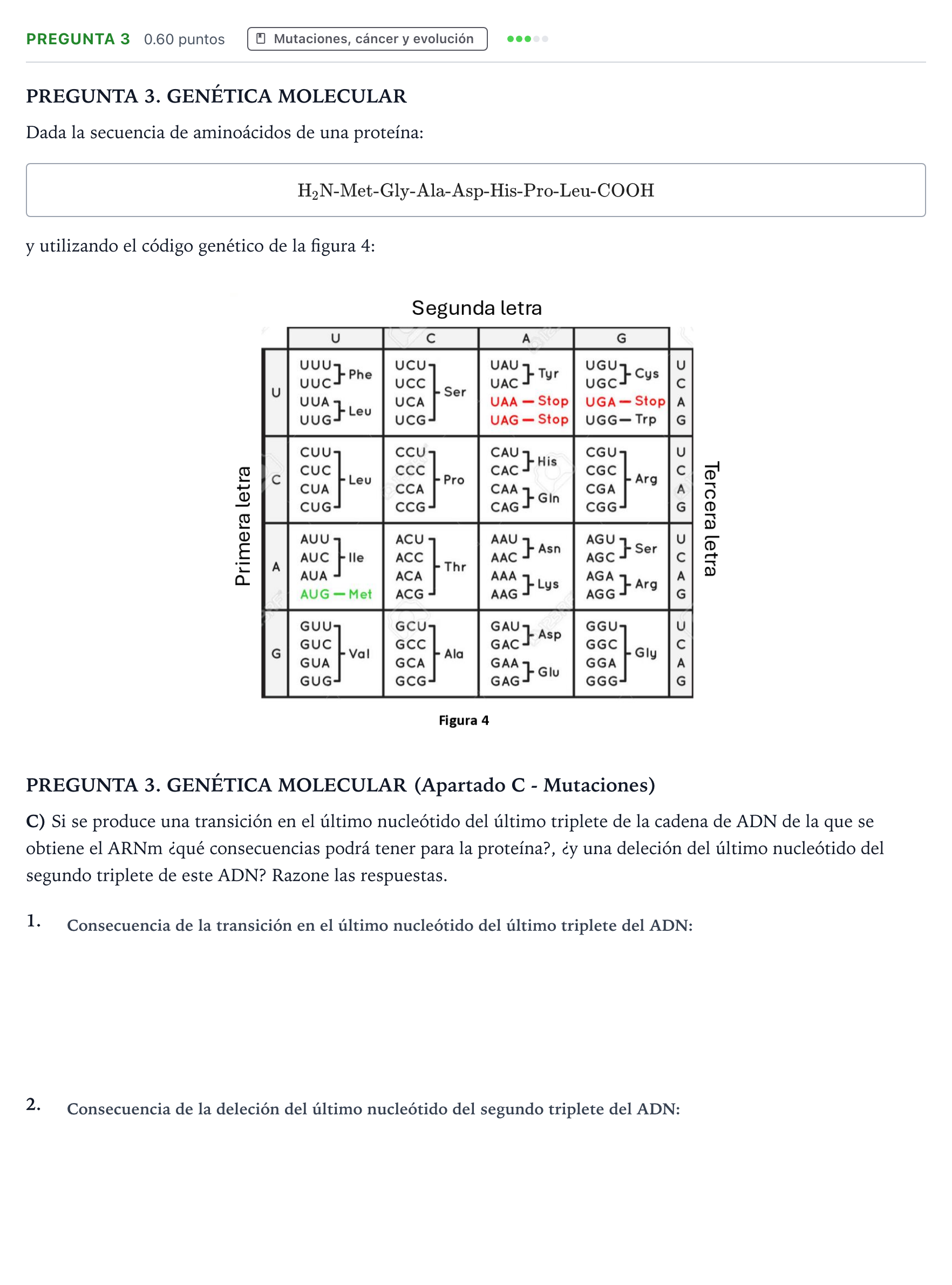 Enunciado: Pregunta 3 - Mutaciones · Biología PAU Galicia Extraordinaria 2024