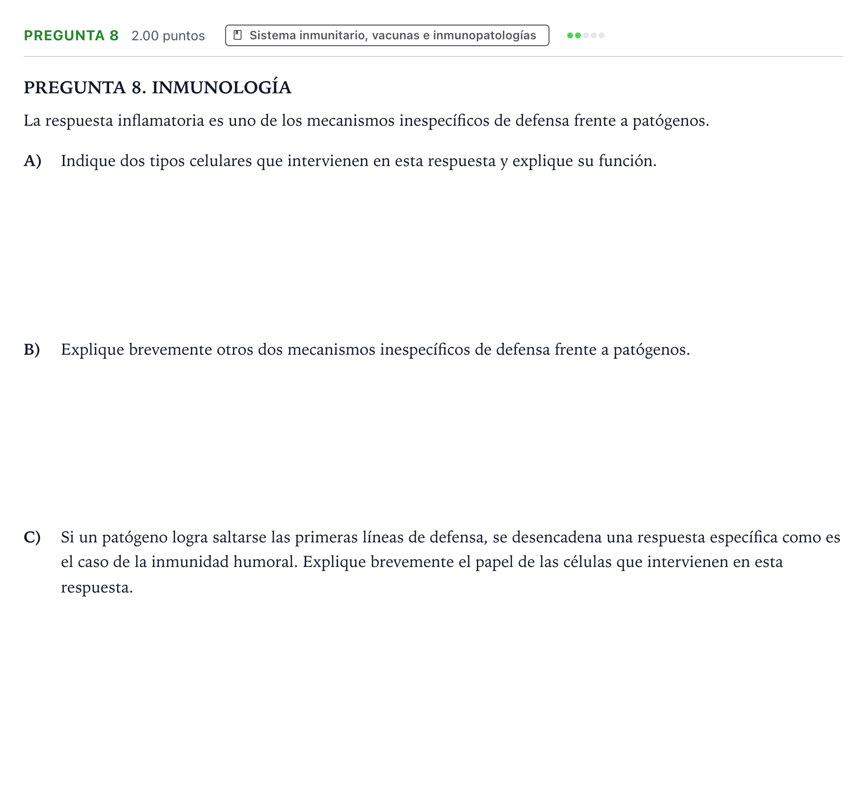 Enunciado: Pregunta 8 · Biología PAU Galicia Extraordinaria 2024