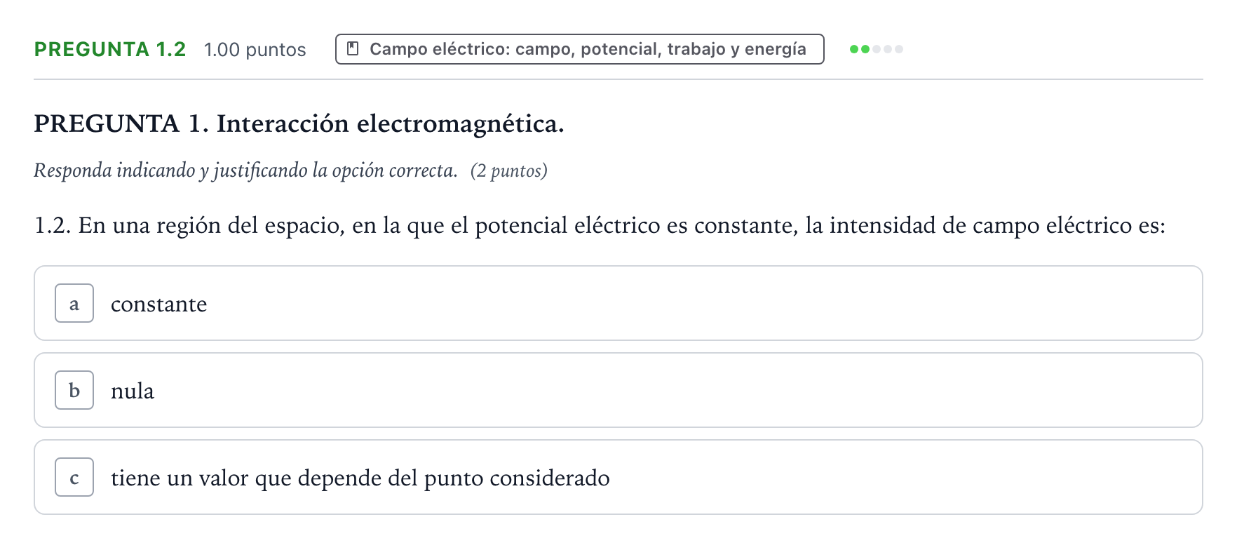Enunciado: Pregunta 1.2 · Física PAU Galicia Ordinaria 2024