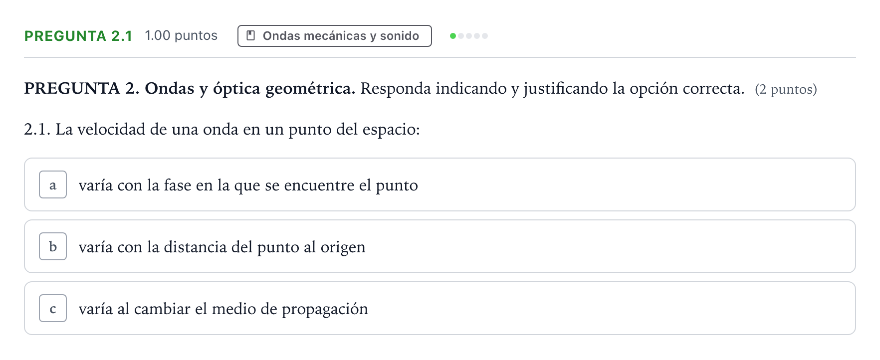 Enunciado: Pregunta 2.1 · Física PAU Galicia Ordinaria 2024