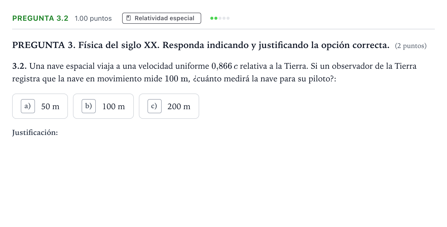 Enunciado: Pregunta 3.2 · Física PAU Galicia Ordinaria 2024