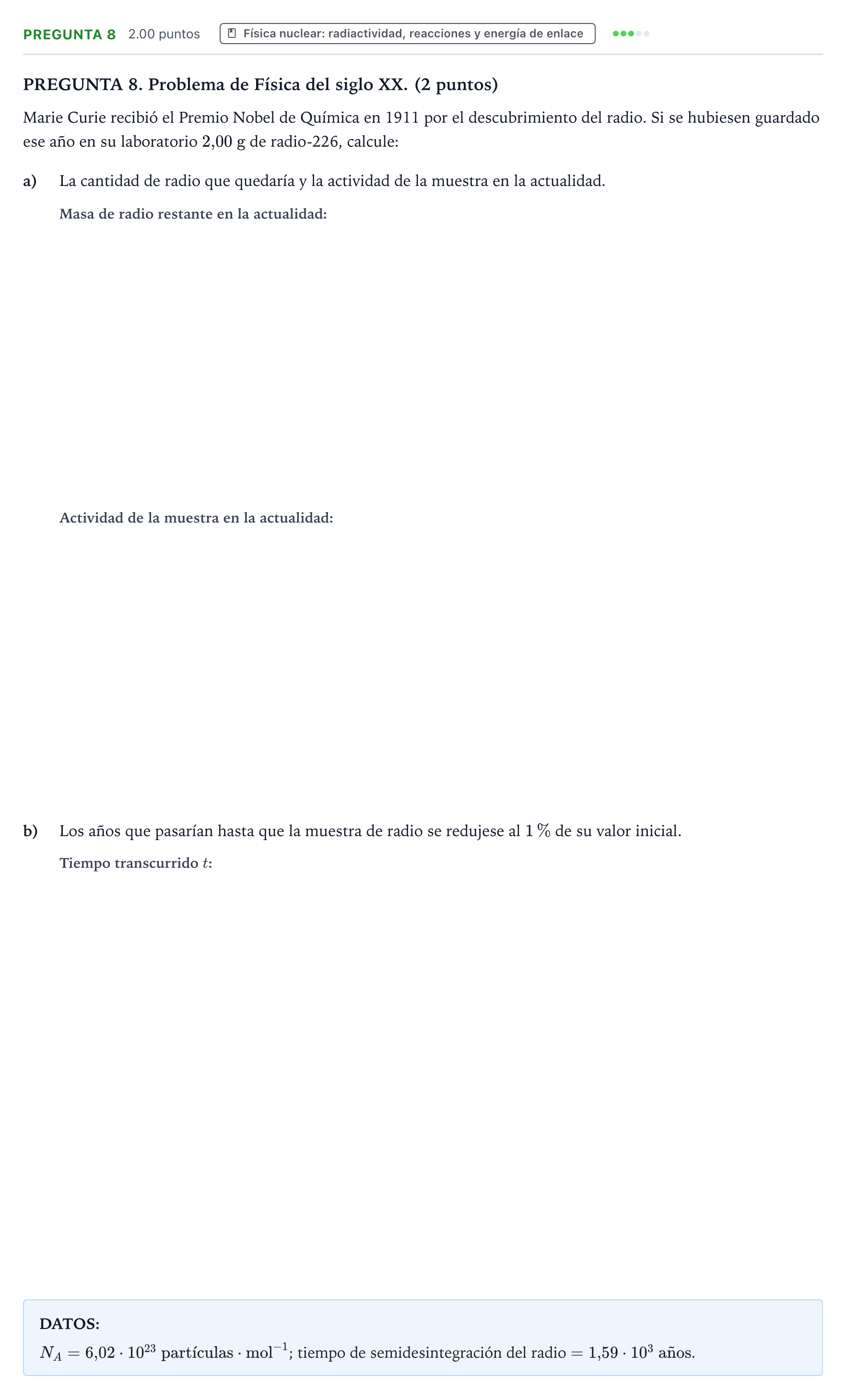 Enunciado: Pregunta 8 · Física PAU Galicia Ordinaria 2024