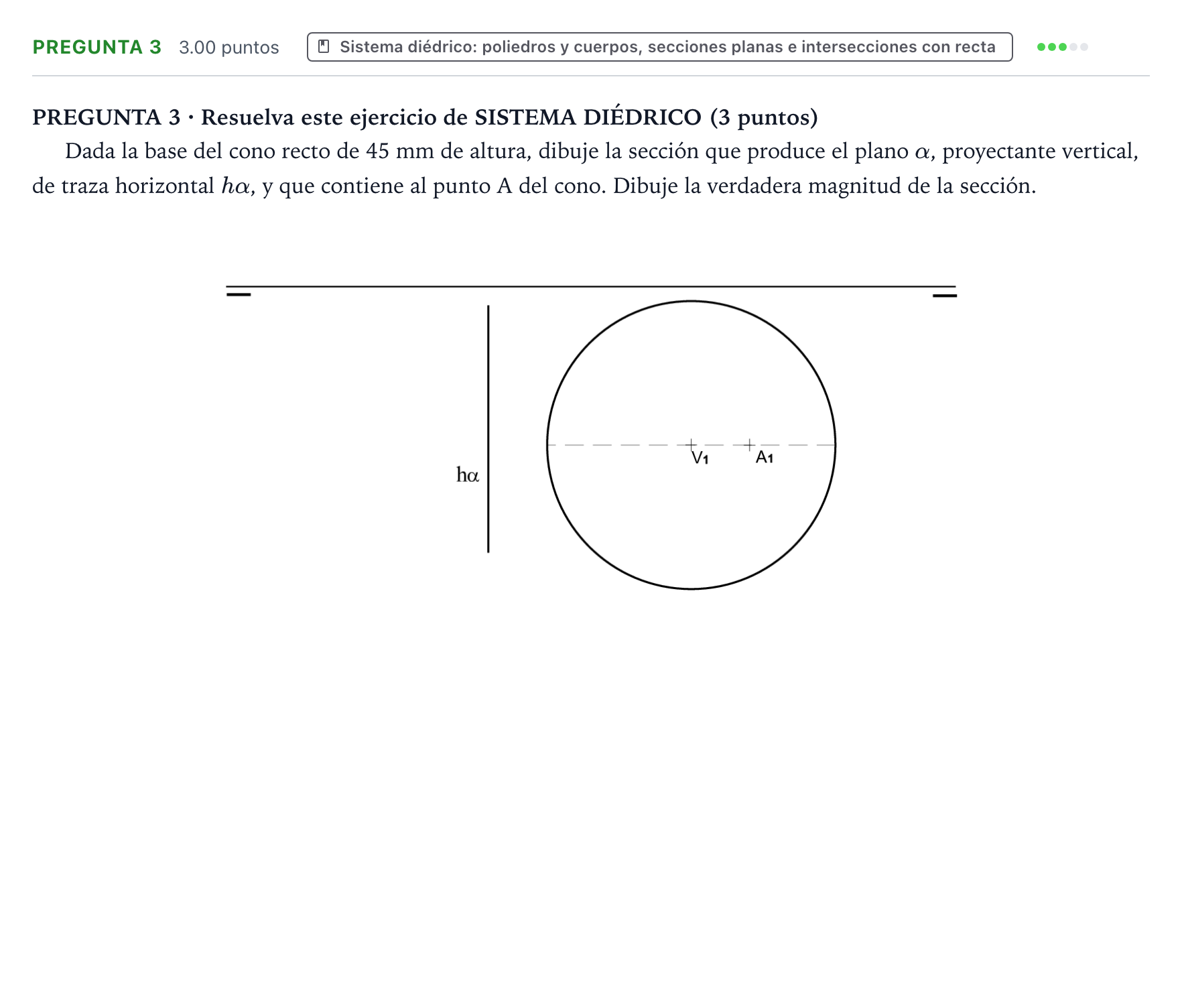 Enunciado: Pregunta 3 · Dibujo técnico II PAU Galicia Extraordinaria 2024