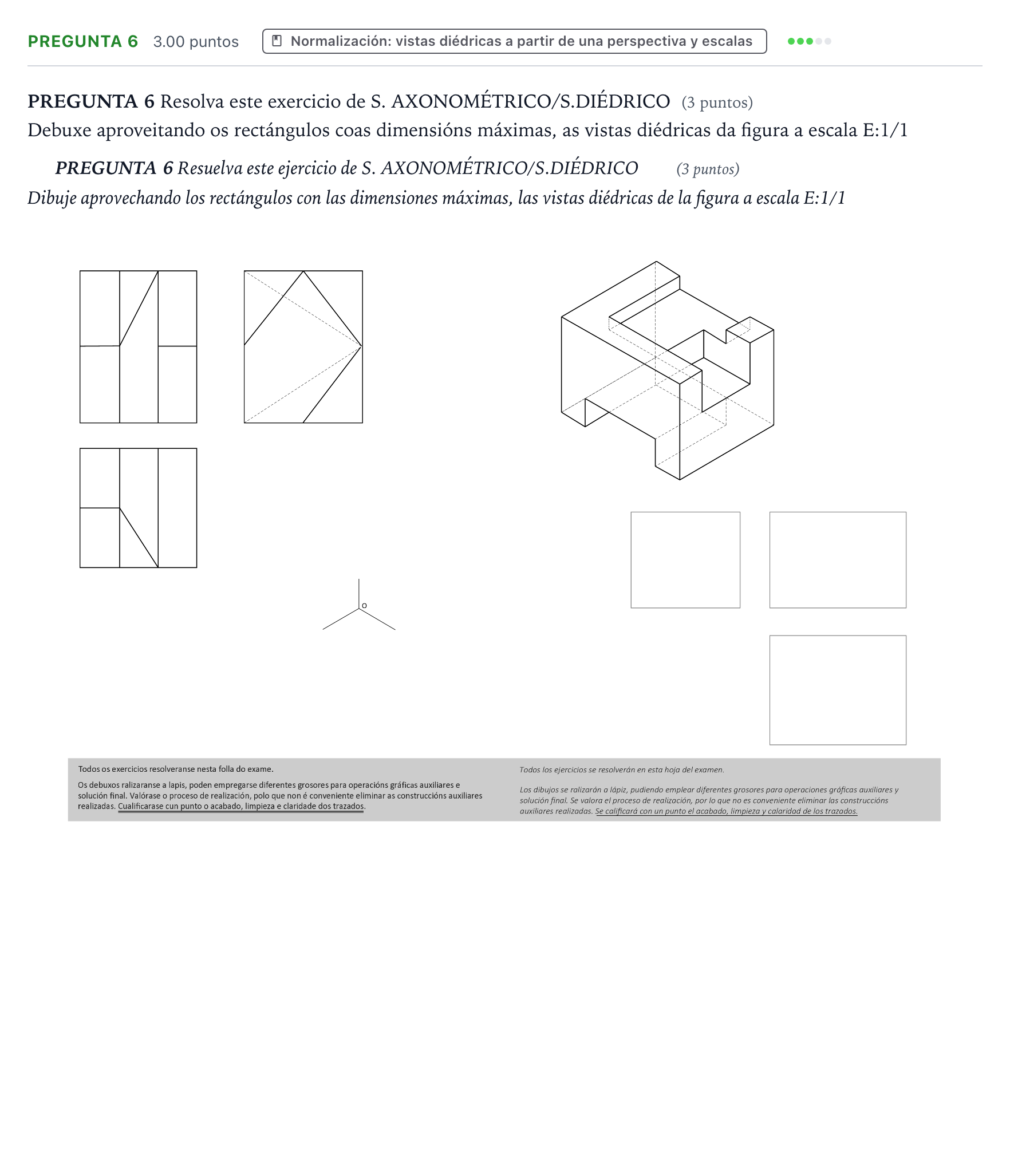 Enunciado: Pregunta 6 · Dibujo técnico II PAU Galicia Extraordinaria 2024