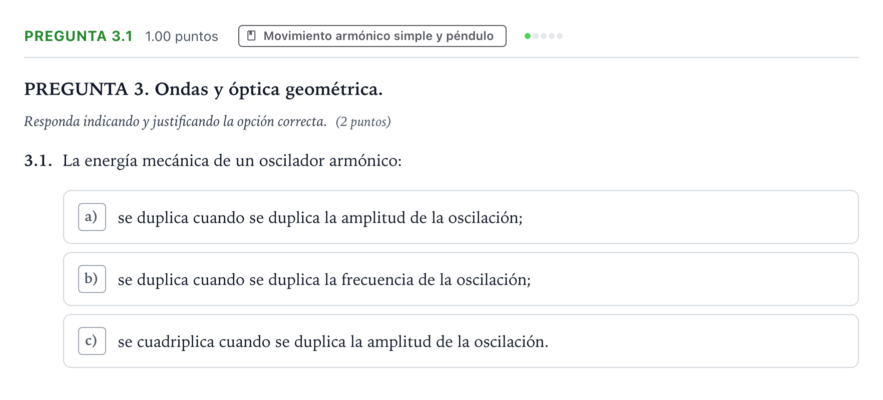 Enunciado: Pregunta 3.1 · Física PAU Galicia Extraordinaria 2024