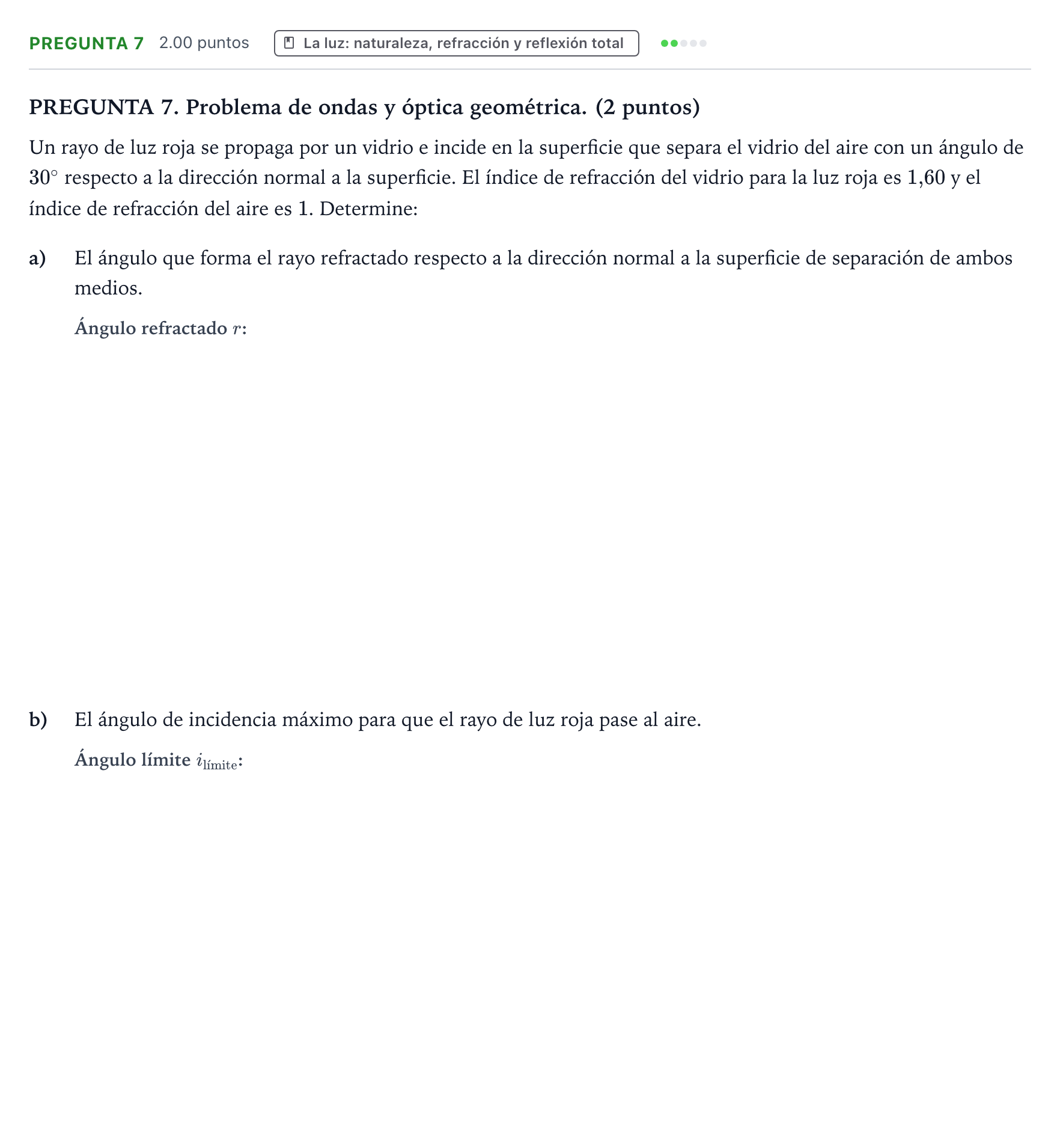 Enunciado: Pregunta 7 · Física PAU Galicia Extraordinaria 2024