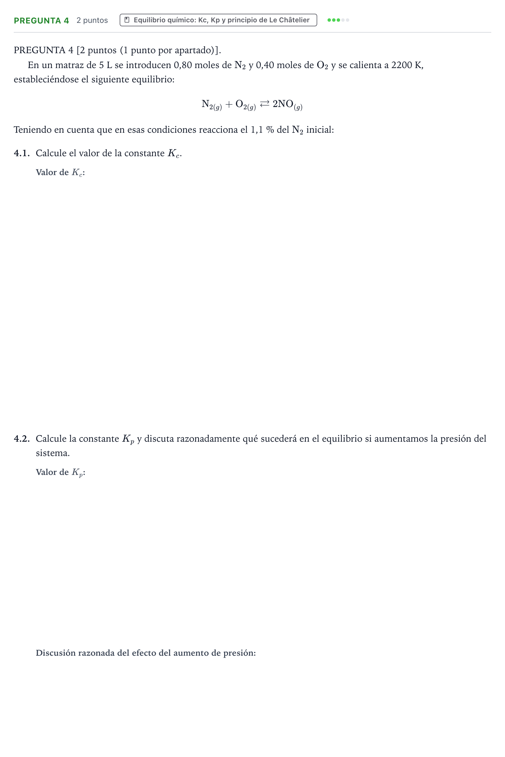 Enunciado: Pregunta 4 · Química PAU Galicia Ordinaria 2024