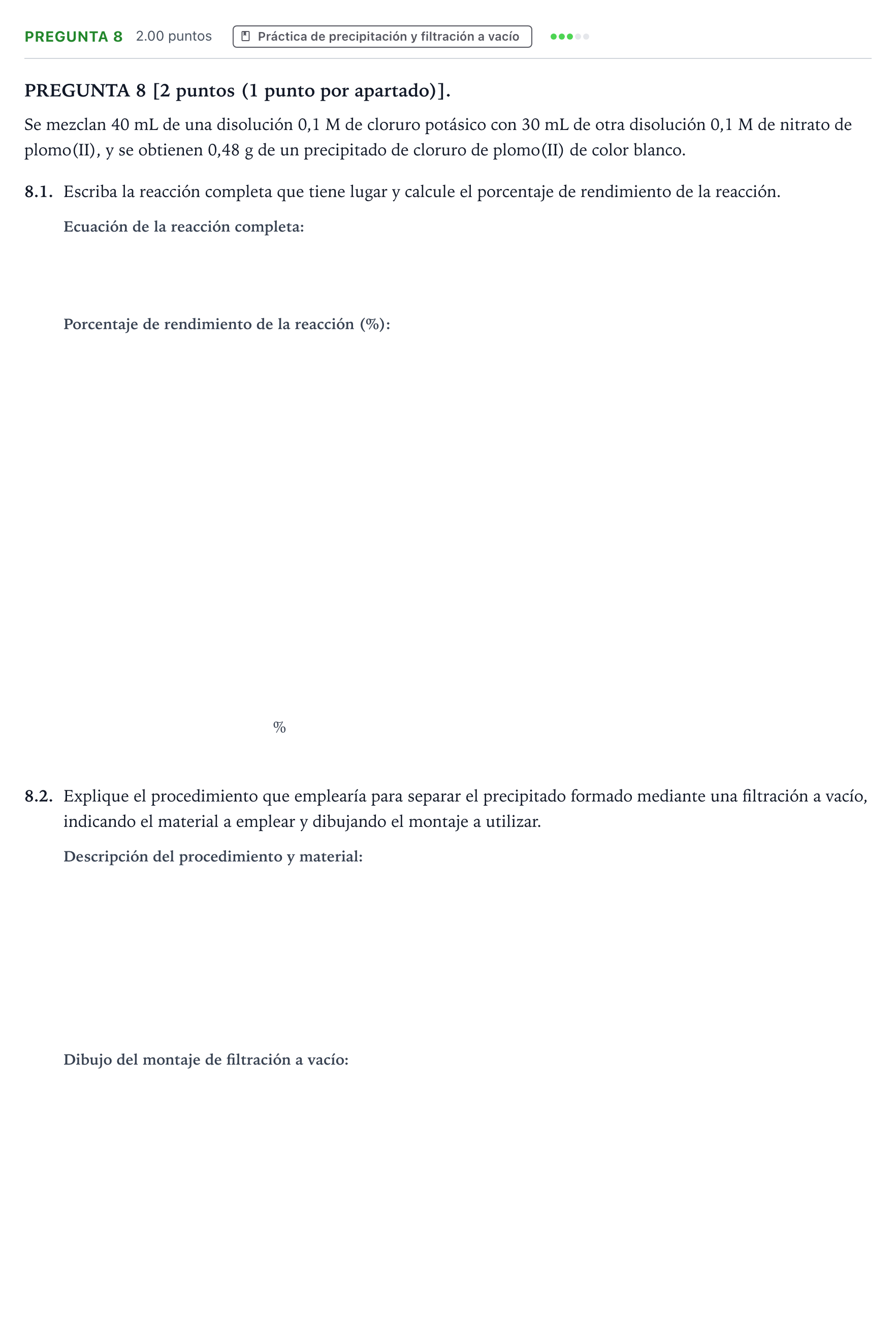 Enunciado: Pregunta 8 · Química PAU Galicia Extraordinaria 2024