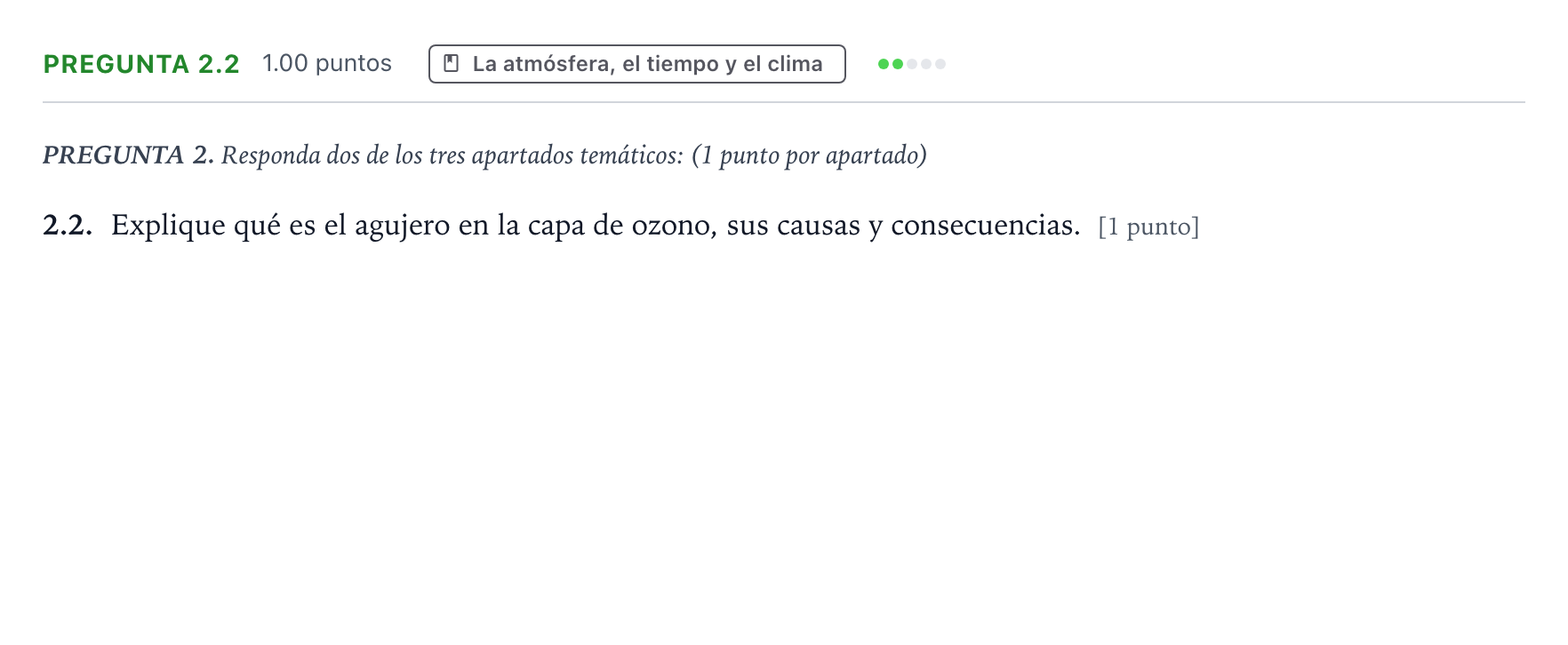 Enunciado: Pregunta 2.2 · Geología y Ciencias Ambientales PAU Galicia Ordinaria 2024