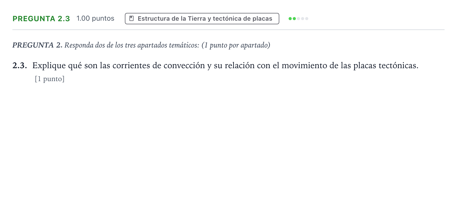 Enunciado: Pregunta 2.3 · Geología y Ciencias Ambientales PAU Galicia Ordinaria 2024
