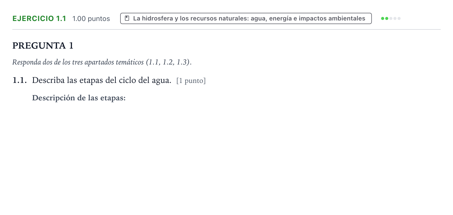 Enunciado: Ejercicio 1.1 · Geología y Ciencias Ambientales PAU Galicia Extraordinaria 2024