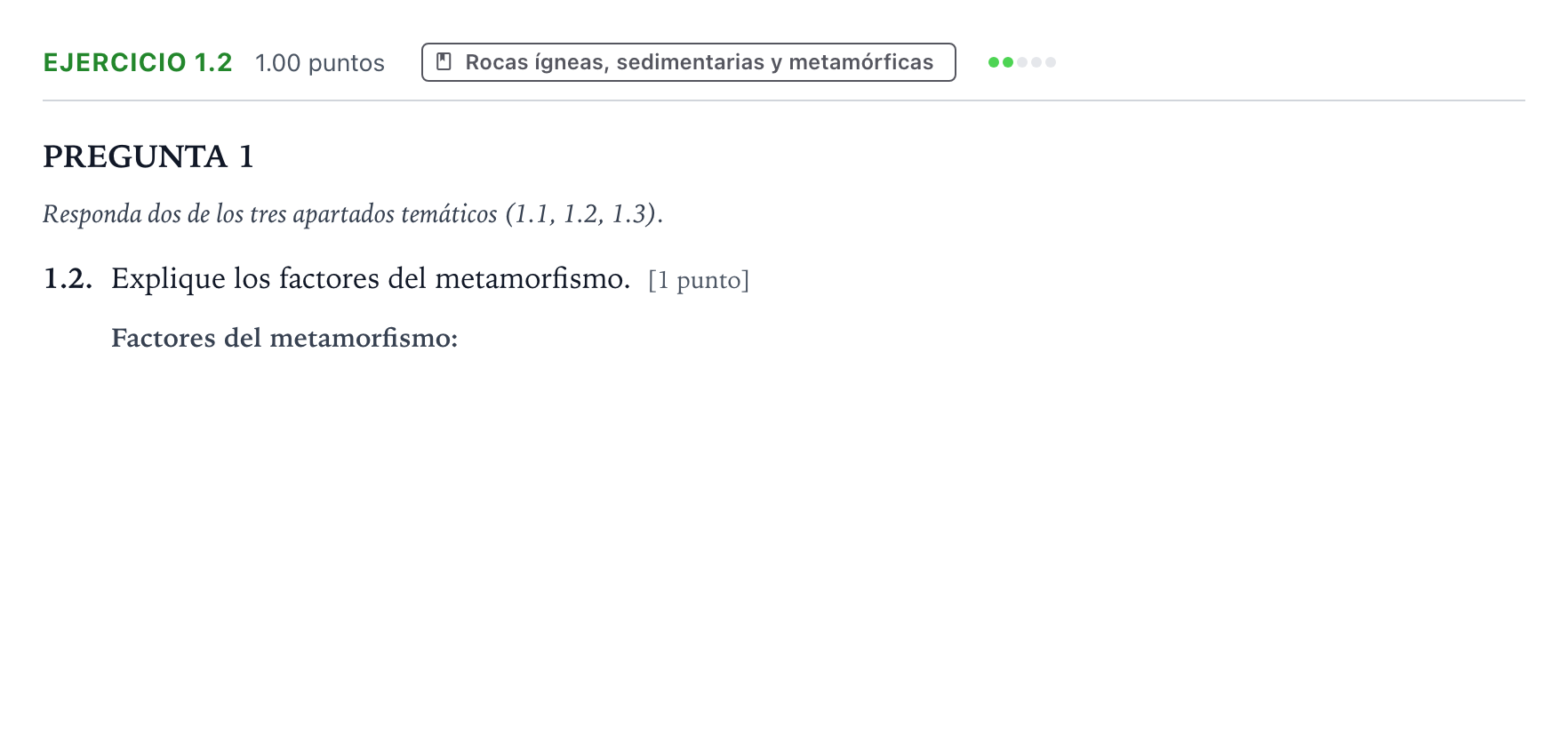 Enunciado: Ejercicio 1.2 · Geología y Ciencias Ambientales PAU Galicia Extraordinaria 2024