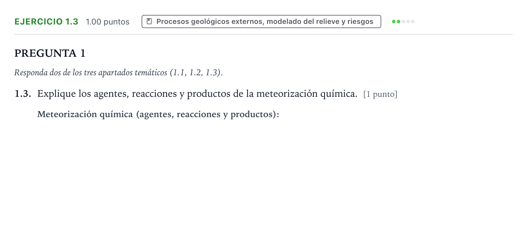 Enunciado: Ejercicio 1.3 · Geología y Ciencias Ambientales PAU Galicia Extraordinaria 2024