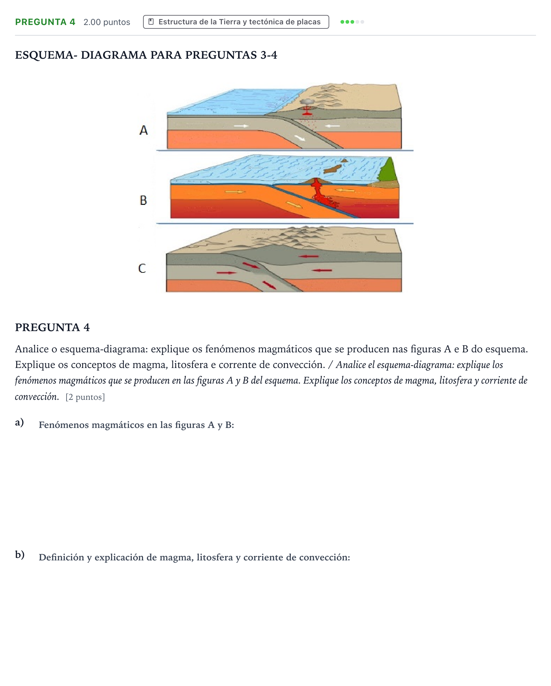 Enunciado: Pregunta 4 · Geología y Ciencias Ambientales PAU Galicia Extraordinaria 2024