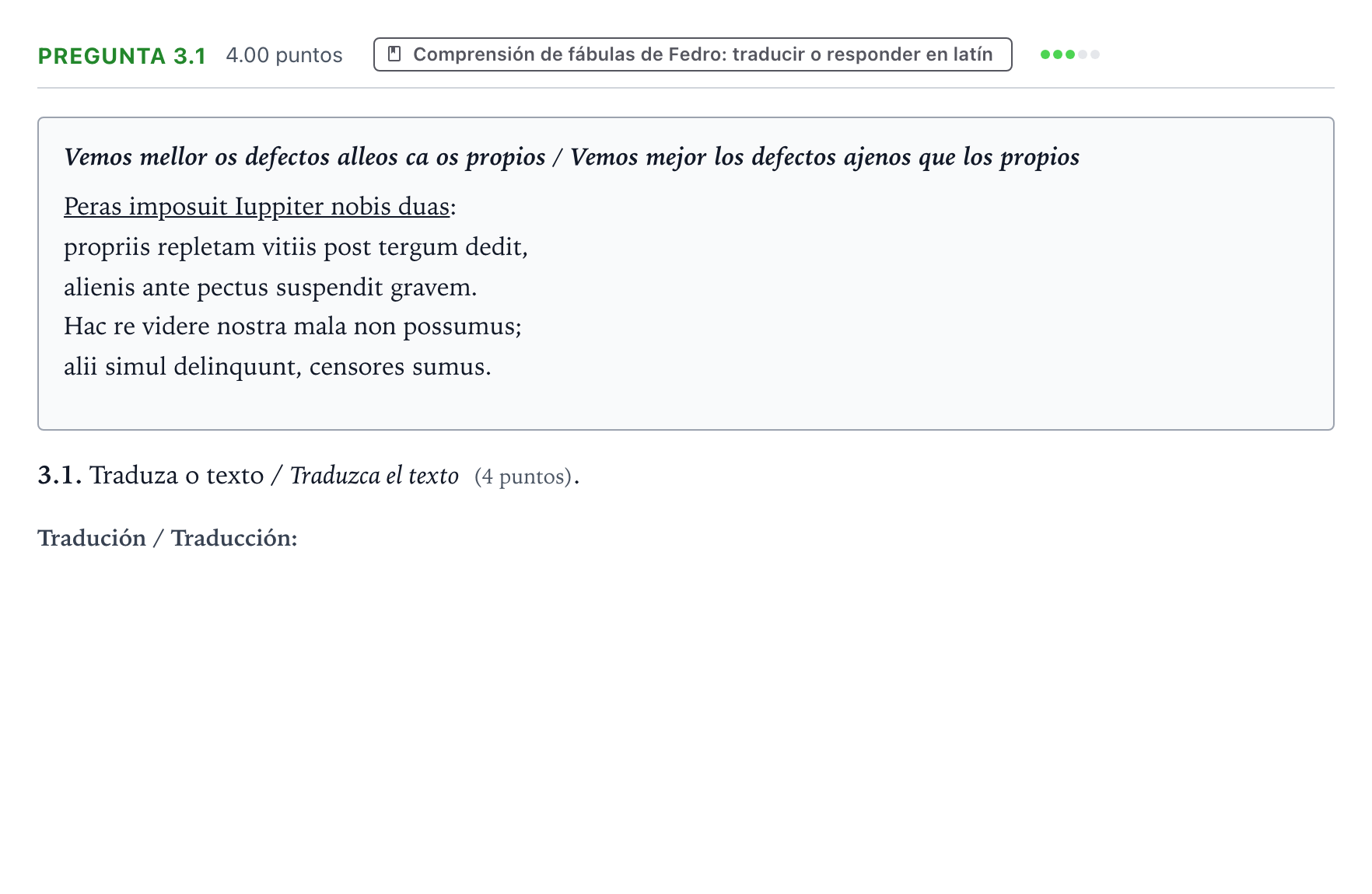 Enunciado: Pregunta 3.1 · Latín II PAU Galicia Ordinaria 2024