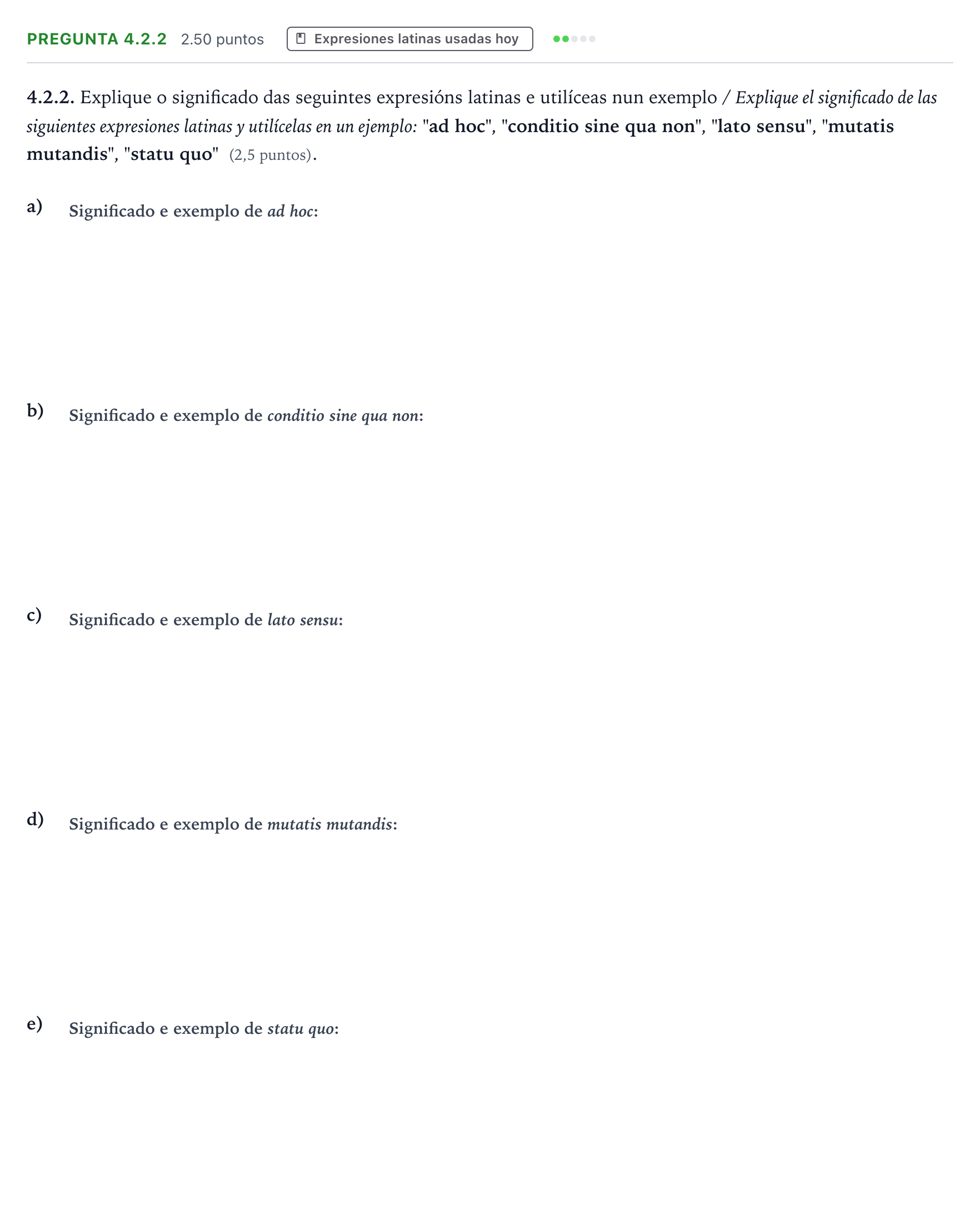 Enunciado: Pregunta 4.2.2 · Latín II PAU Galicia Ordinaria 2024