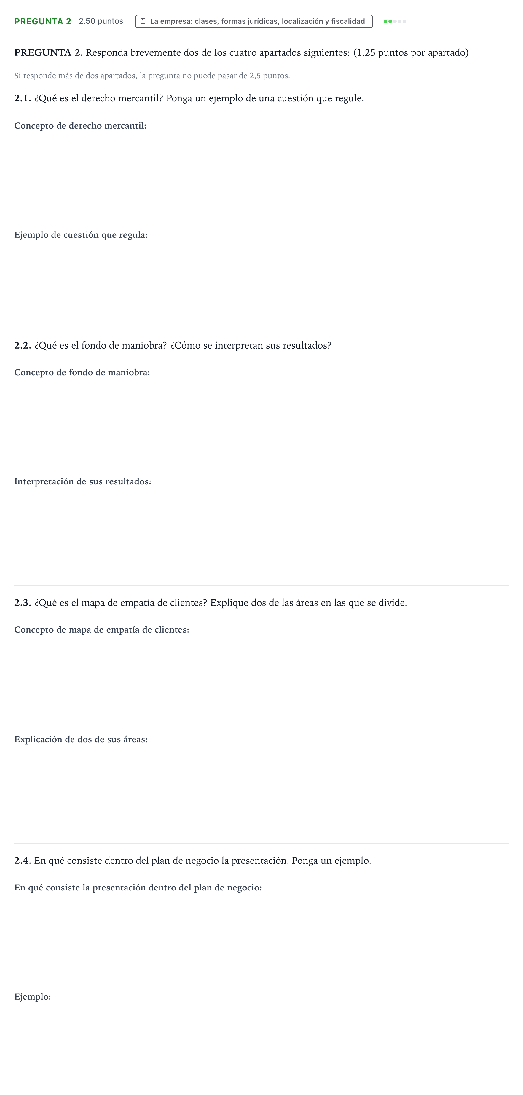 Enunciado: Pregunta 2 · Empresa y Diseño de Modelos de Negocio PAU Galicia Ordinaria 2024