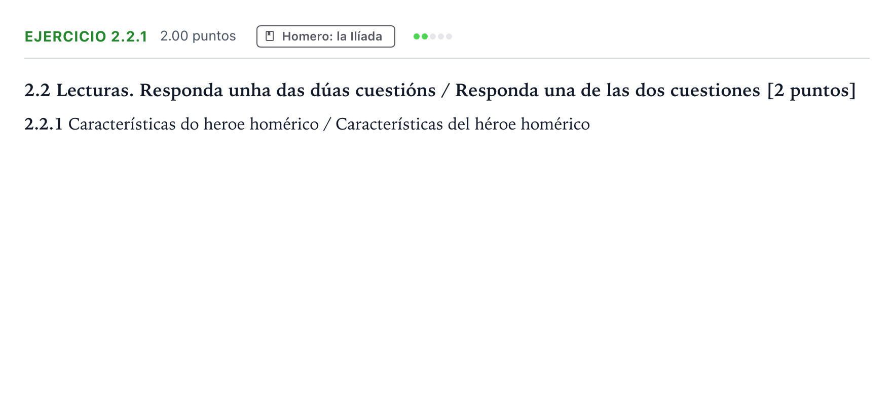 Enunciado: Ejercicio 2.2.1 · Griego II PAU Galicia Ordinaria 2024