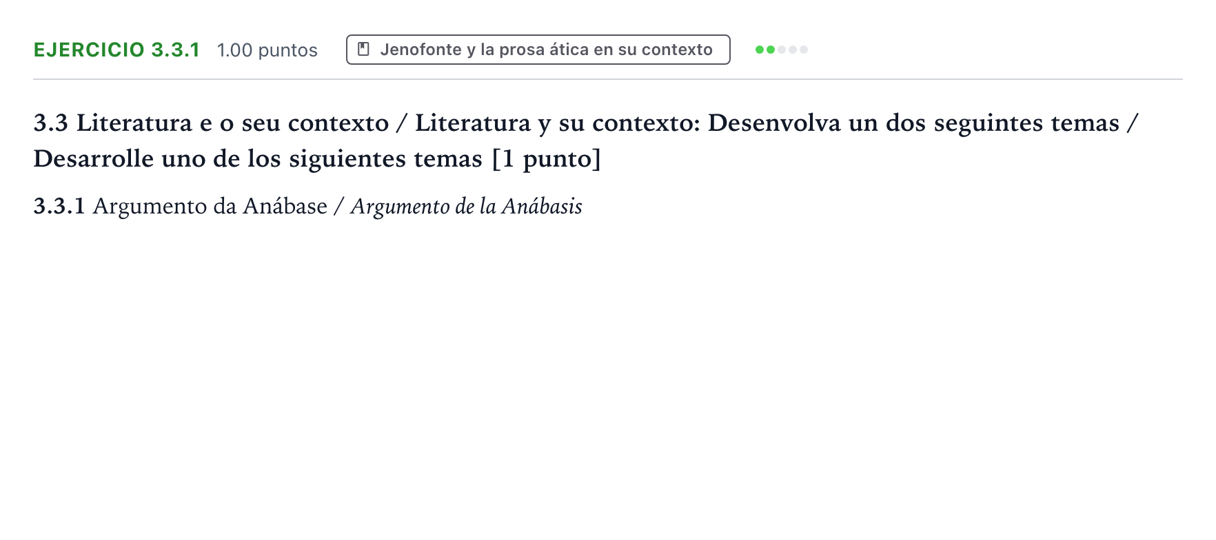 Enunciado: Ejercicio 3.3.1 · Griego II PAU Galicia Ordinaria 2024
