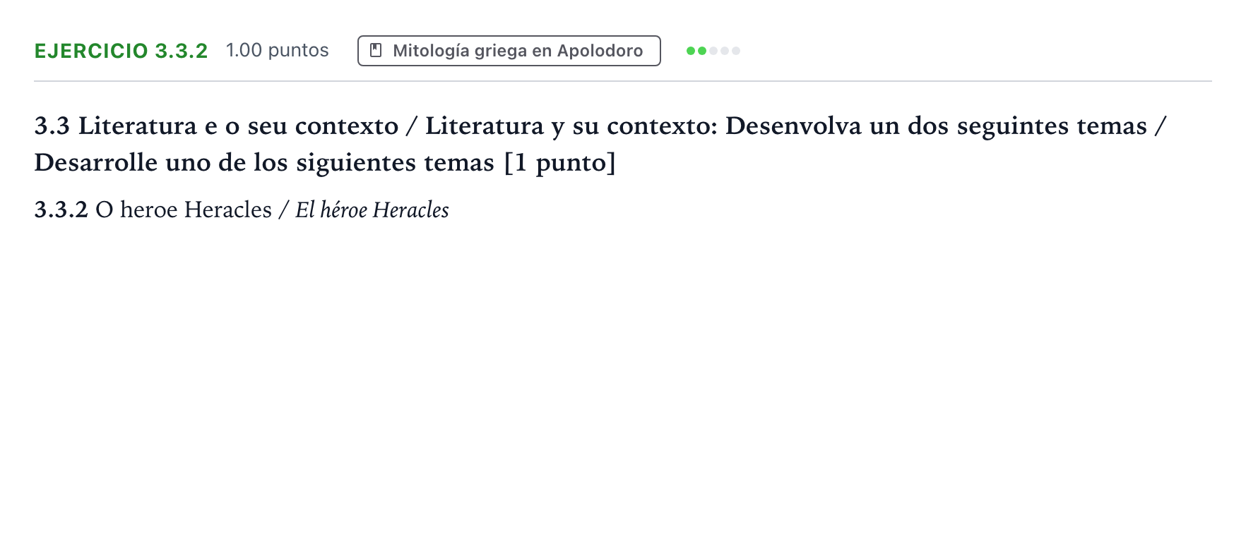 Enunciado: Ejercicio 3.3.2 · Griego II PAU Galicia Ordinaria 2024