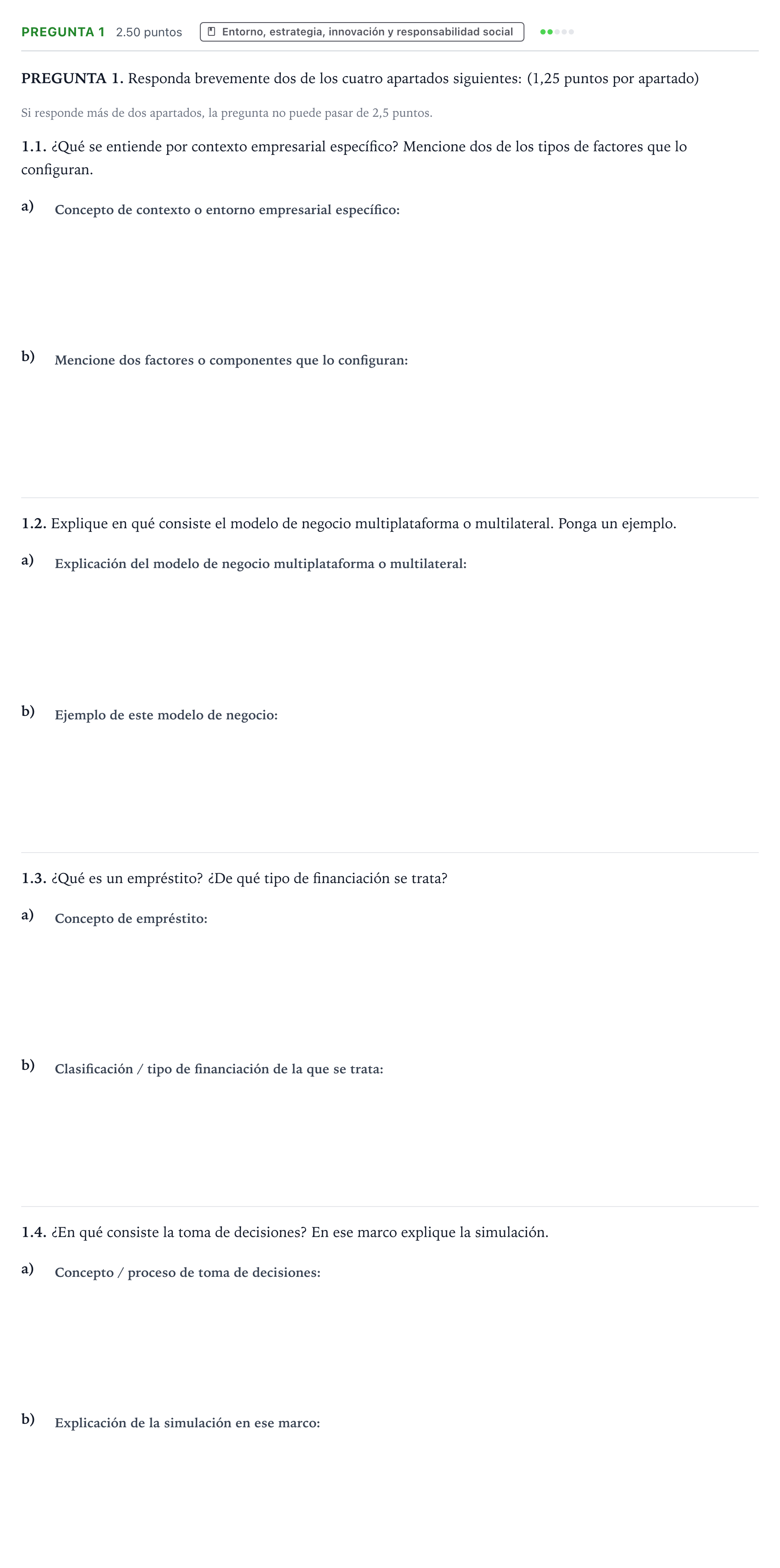 Enunciado: Pregunta 1 · Empresa y Diseño de Modelos de Negocio PAU Galicia Extraordinaria 2024