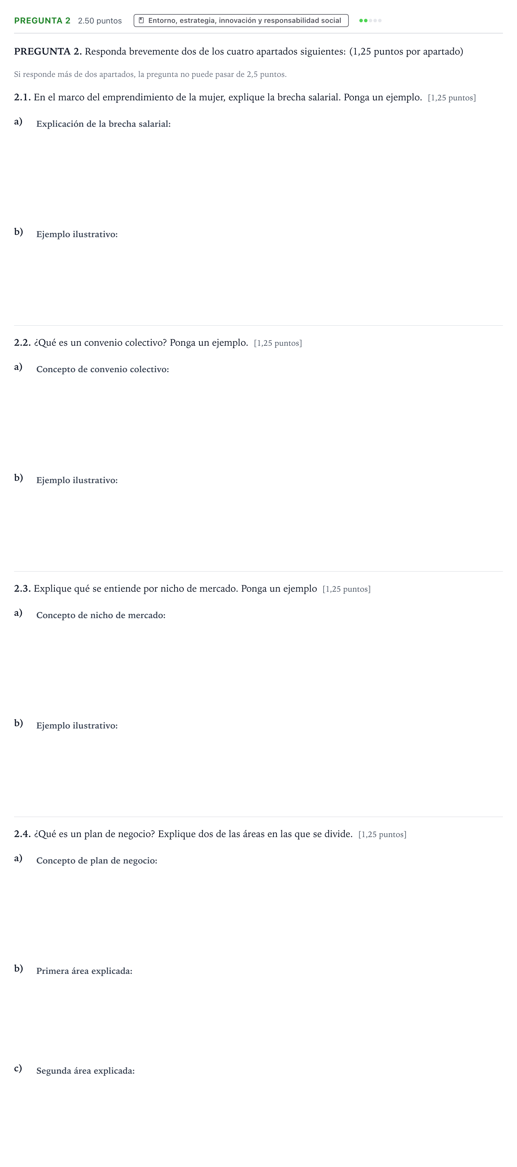 Enunciado: Pregunta 2 · Empresa y Diseño de Modelos de Negocio PAU Galicia Extraordinaria 2024