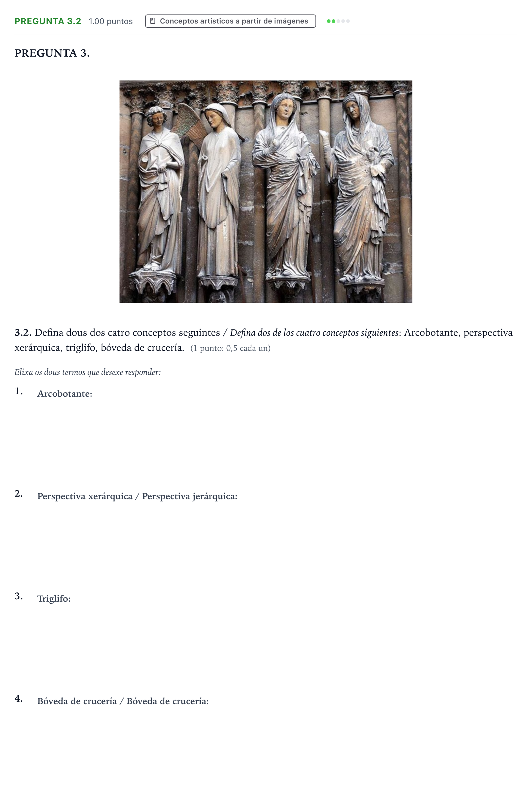 Enunciado: Pregunta 3.2 · Historia del Arte PAU Galicia Ordinaria 2024