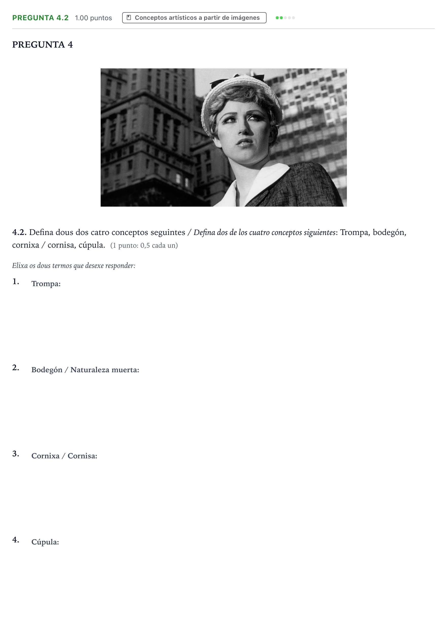 Enunciado: Pregunta 4.2 · Historia del Arte PAU Galicia Ordinaria 2024