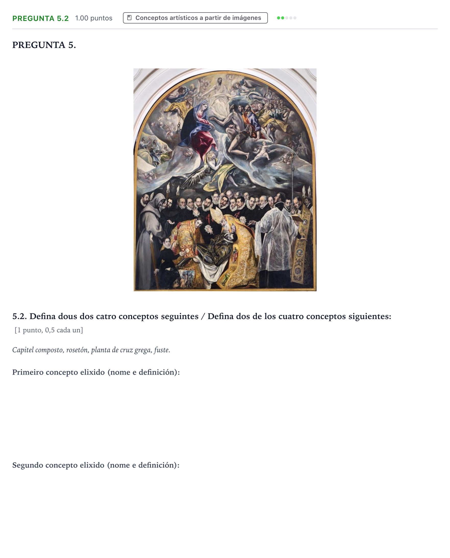 Enunciado: Pregunta 5.2 · Historia del Arte PAU Galicia Ordinaria 2024