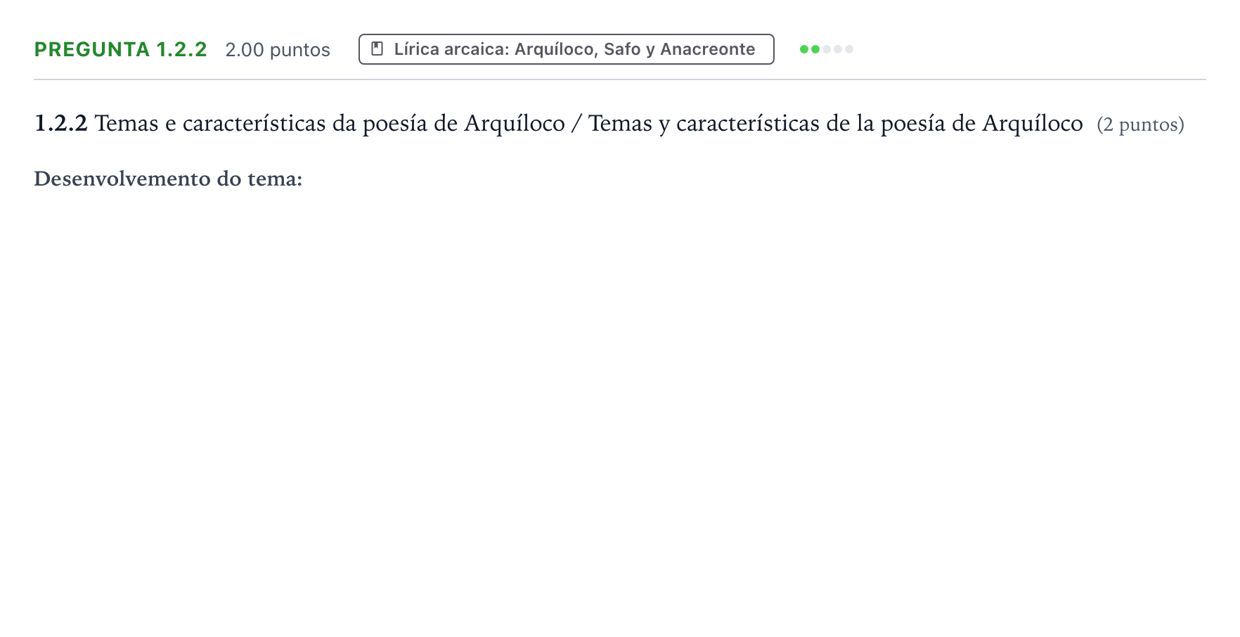 Enunciado: Pregunta 1.2.2 · Griego II PAU Galicia Extraordinaria 2024